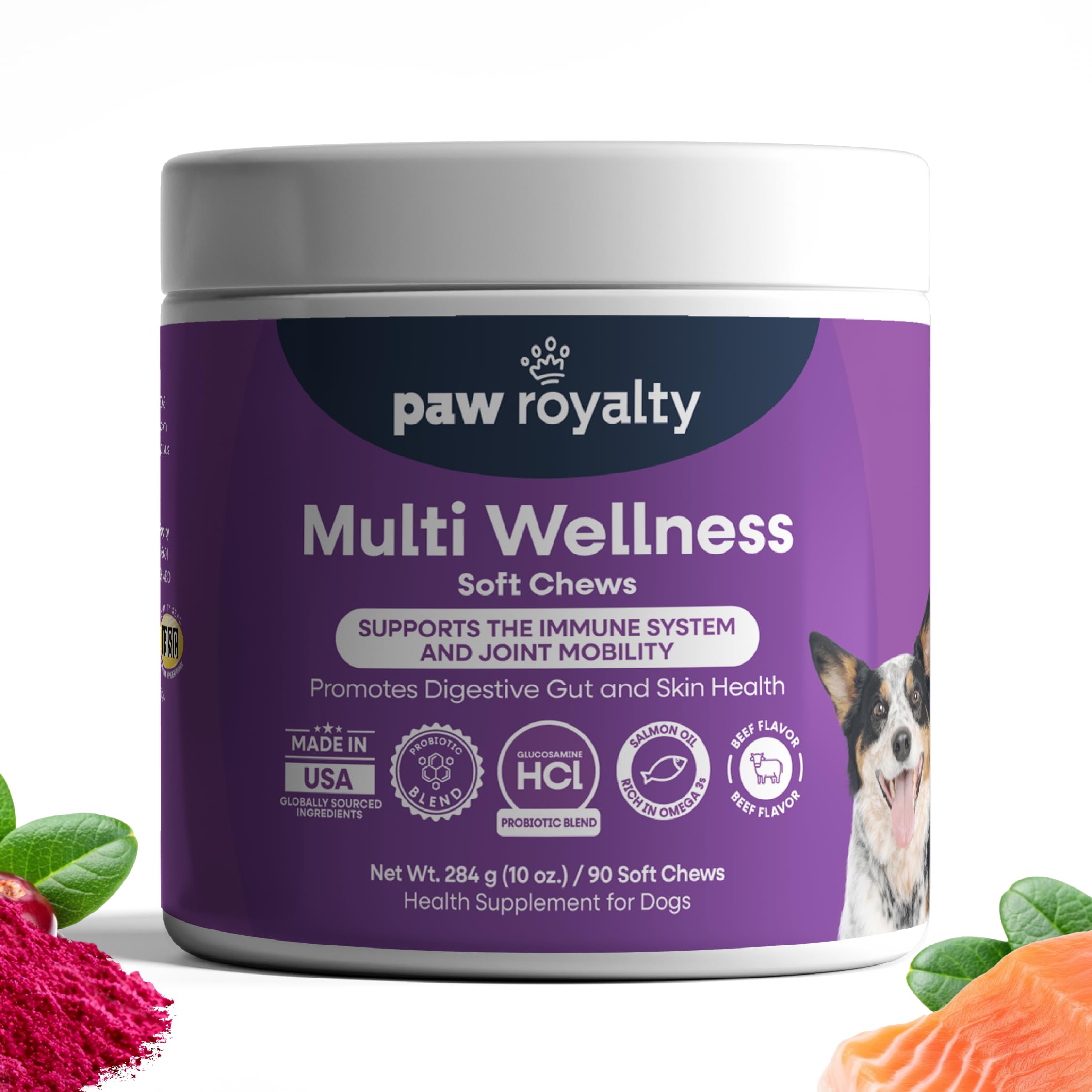 Multi Wellness Dog Multivitamin | Glucosamine, Chondroitin, Probiotics & Omega 3 for Joint Mobility, Digestive & Immune Support 