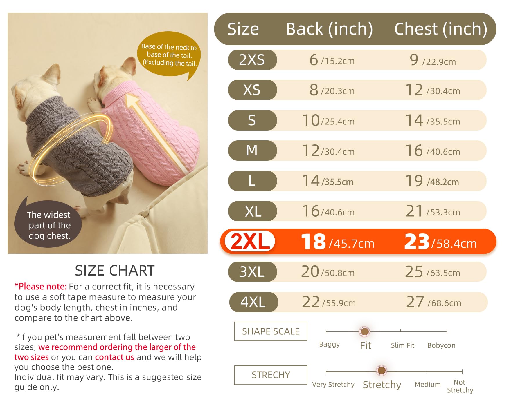 Roseelk 2 Pack Dog Sweaters For Small Dogs - Puppy Medium Warm Clothes In Winter, Turtleneck Pullover Design For Boy Girl Pet, Doggie, Cat, Kitten Chihuahua Bulldog Pug Beagles (2Xl, Red, Beige)