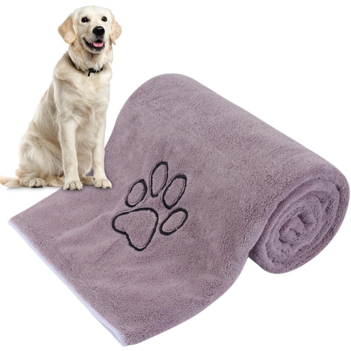 Kinhwa Dog Towel Super Absorbent Pet Bath Towel Microfiber Dog Drying Towel For Small, Medium, Large Dogs And Cats 30Inch X 50Inch Purple