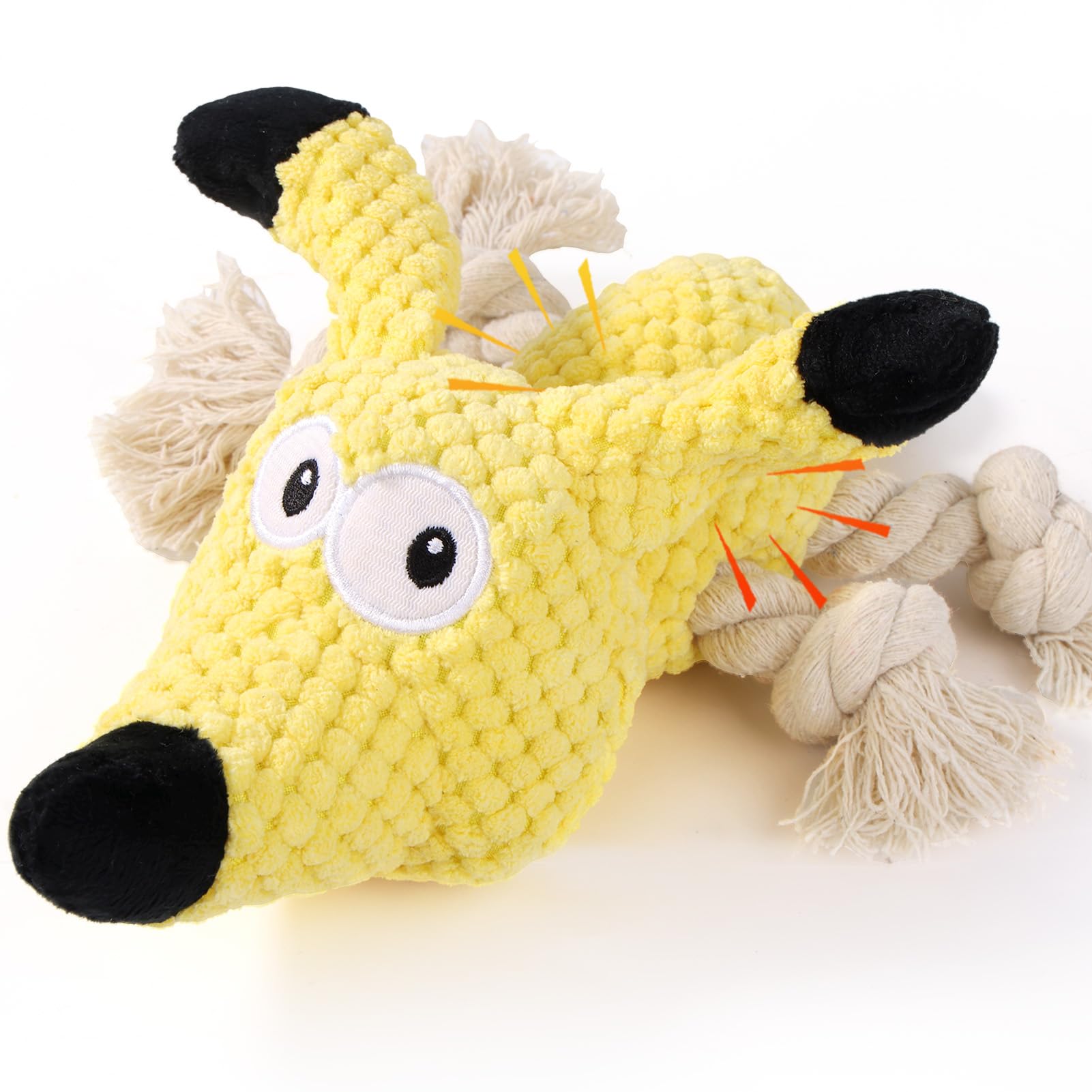 Letsmeet Squeaky Plush Dog Toys - Rope-Designed Interactive Dog Chew Toy for Large Dogs, Puppy Toys for Tug of War, Durable Pet 