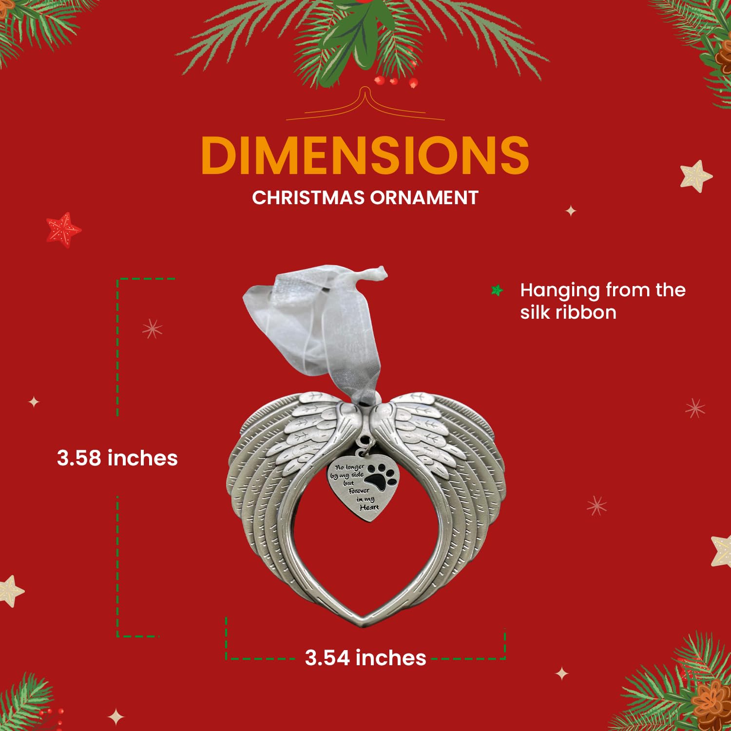 K9King Pet Memorial Gifts - Antique Dog Memorial Christmas Ornament With Angel Wings - Pet Loss Gifts For Dogs - Pet Remembrance