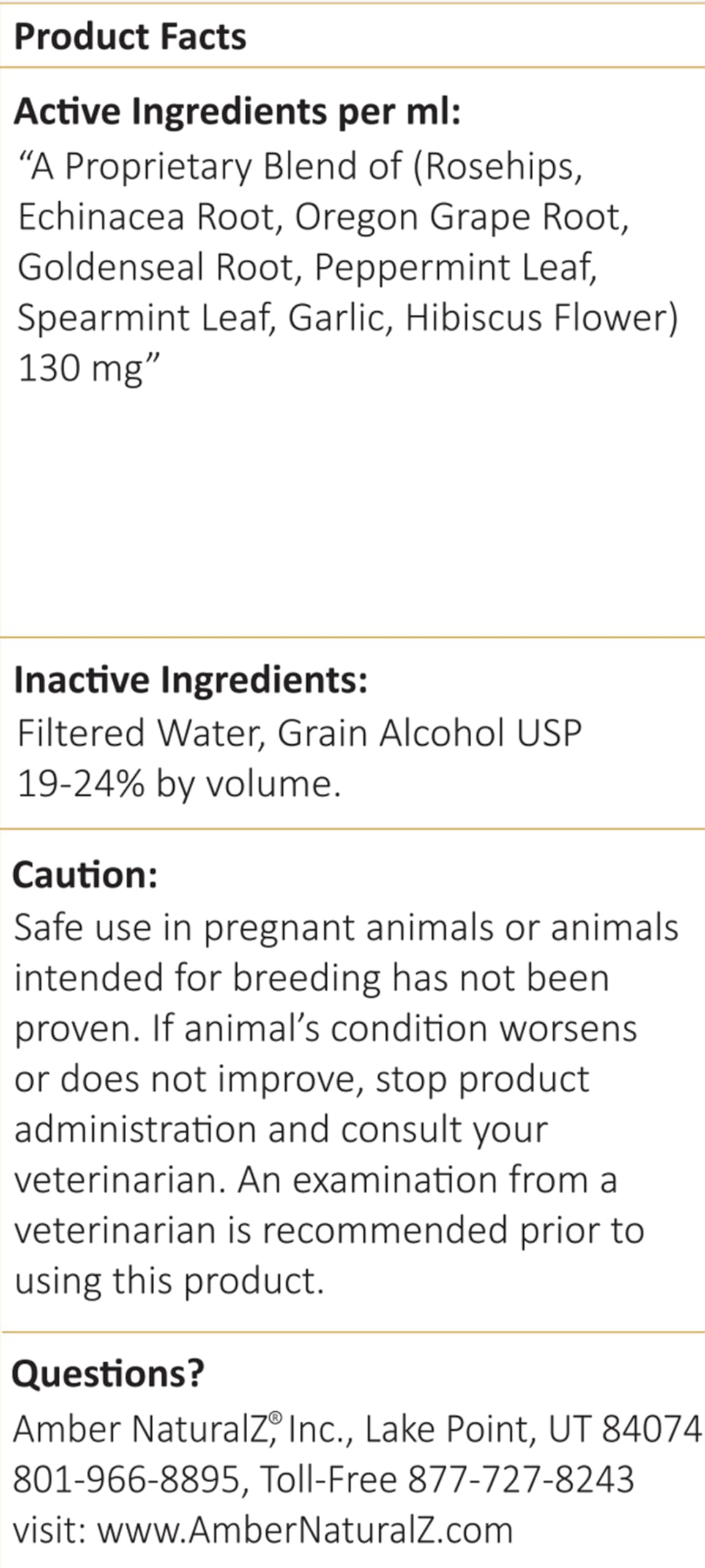 AMBER NATURALZ ProTummy Herbal Supplement for Dogs & Small Pets | 4 oz Glass Bottle | Stomach Comfort Blend
