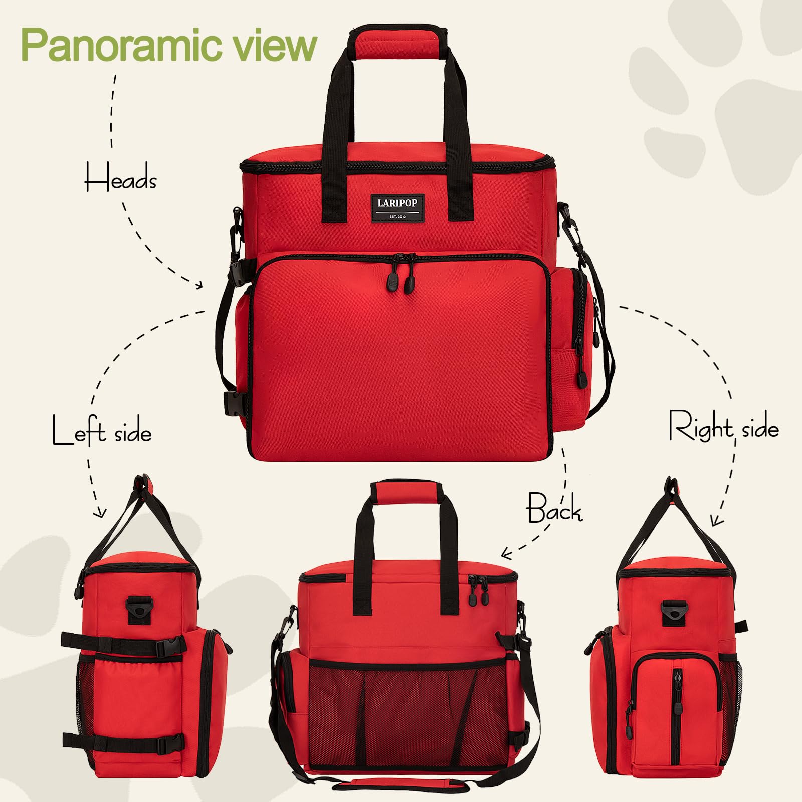 Laripop Dog Travel Bag,Weekend Pet Travel Bag Set For Dog And Cat,Airline Approved Tote Multi-Function Dog Bags For Traveling,In