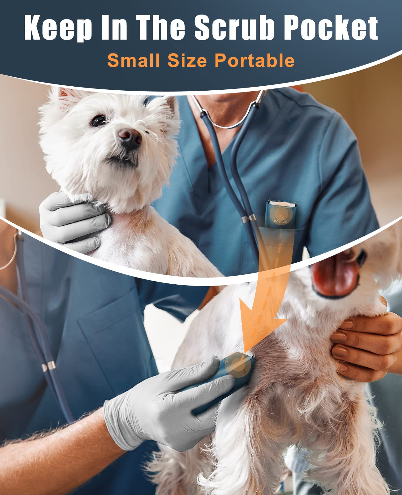 Oneisall Pet Clippers For Cat Matted Hair, Small Clippers Low Noise Dog Trimmers For Dog Grooming, Pet Hair Trimmer For Small Pets (Standard+Mini Blade)