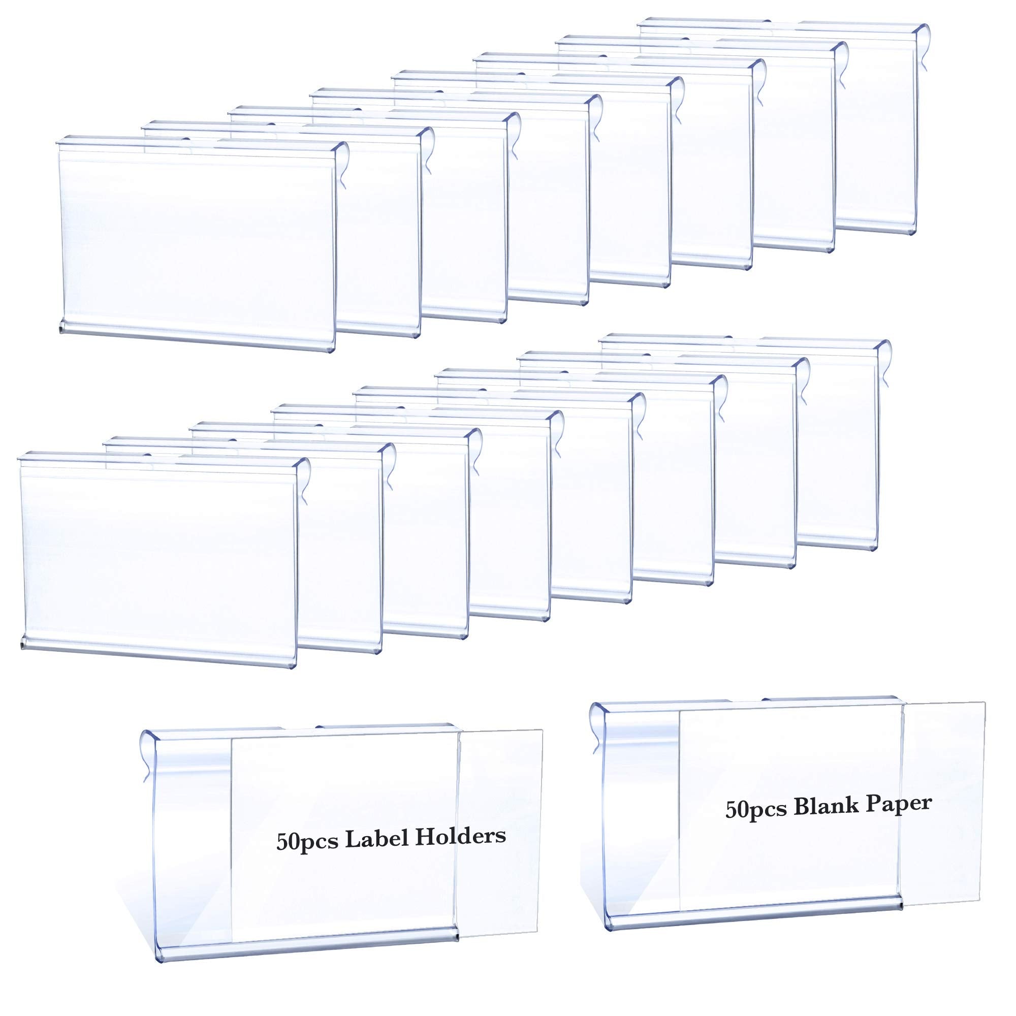 50Pcs Labels For Storage Bins Plastic Label Clip, Basket Labels Clip On Wire Shelf Price Label Holder Merchandise Sign Display H