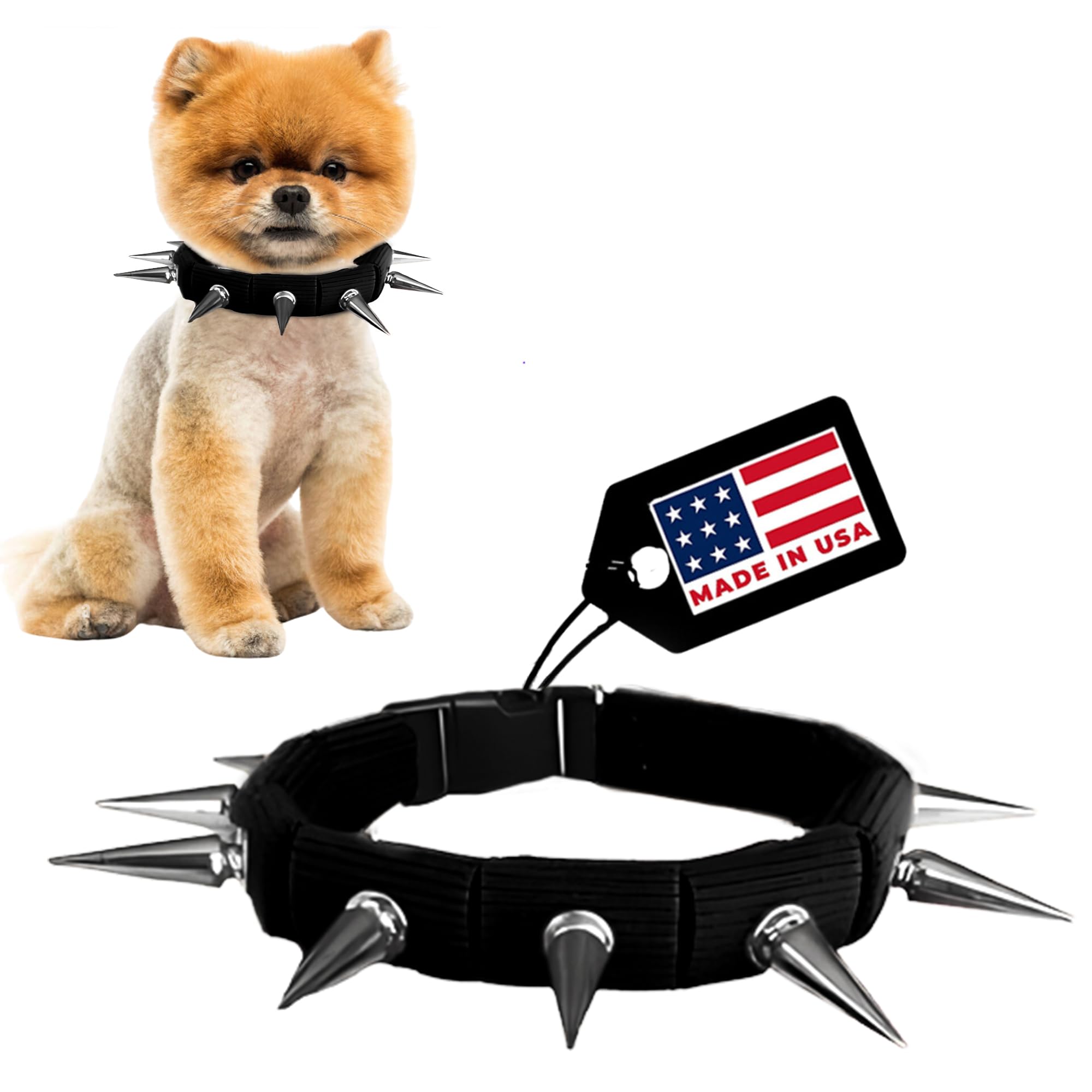 Coyotecollar Spiked Dog Collar - Small Black Spike Collar, Adjustable, Studded, Protection Against Coyotes And Aggressive Dogs