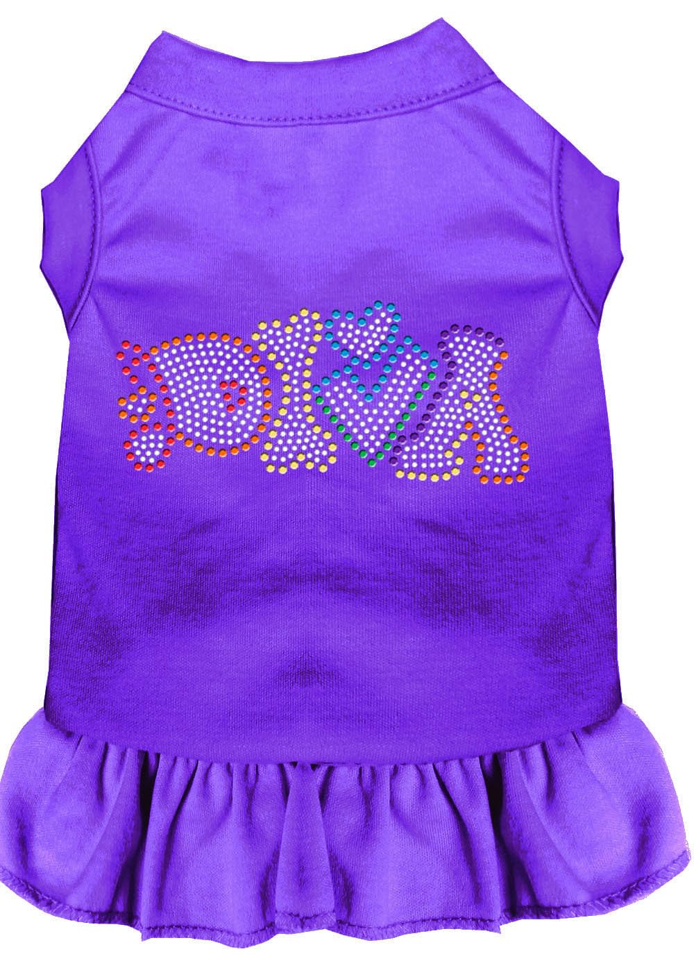 Rhinestone Pet Dog & Cat Dress Rhinestone, &quot;Technicolor Diva&quot; Purple 3XL (25-35 lbs.)