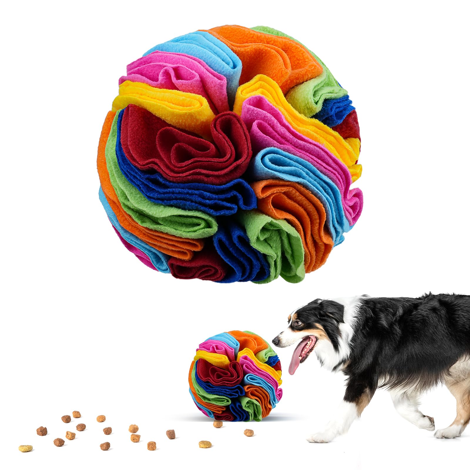 Larimuer Pet Snuffle Ball - Puzzle Sniffing Interactive Dog Ball For Blind Dogs, Training, Stress Relief & Enrichment (15Cm, Rai
