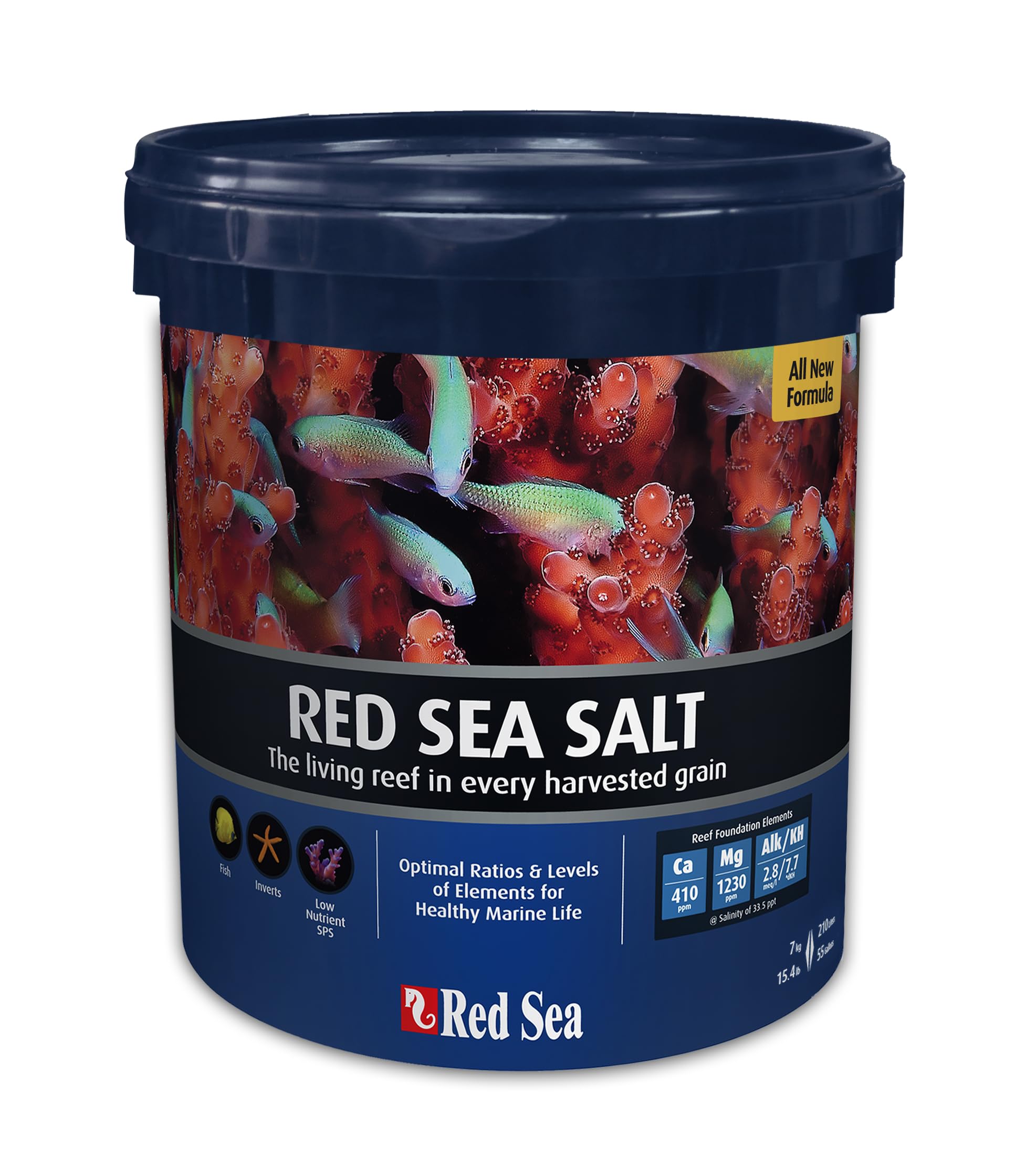 Red Sea Reef Salt Mix Small Bucket | Makes 55 Gallons Complete Marine Saltwater Aquarium Advanced Formula Optimal Coral Health &