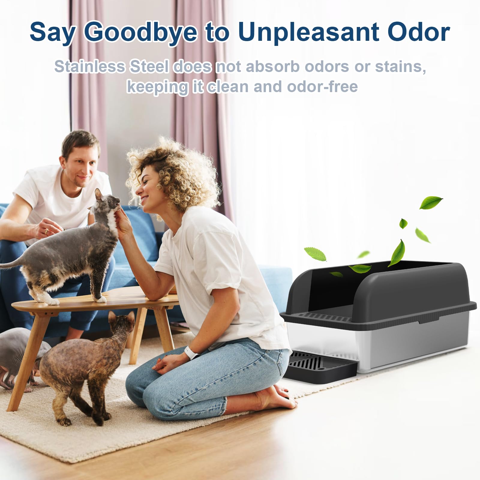 Stainless Steel Cat Litter Box With Enclosed Lid Extra Large Litter Box For Big Cats Xl Metal Litter Tray Pan With High Sides Wa