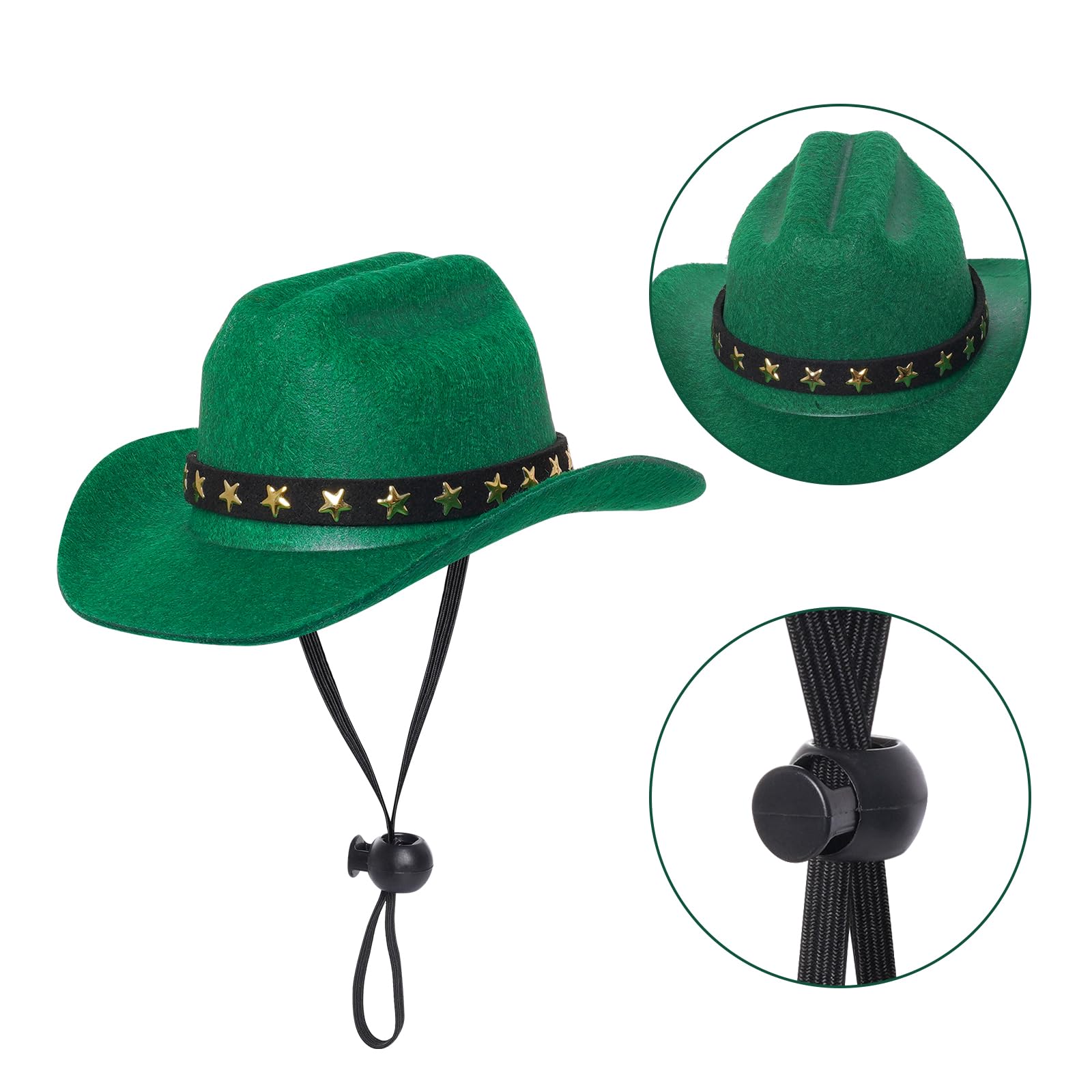 Choyaxo Pet Cowboy Costume Cosplay Cap Halloween Costumes For Dogs Cat Pet Party Decoration Mini Cowboy Hat (Green, Small)