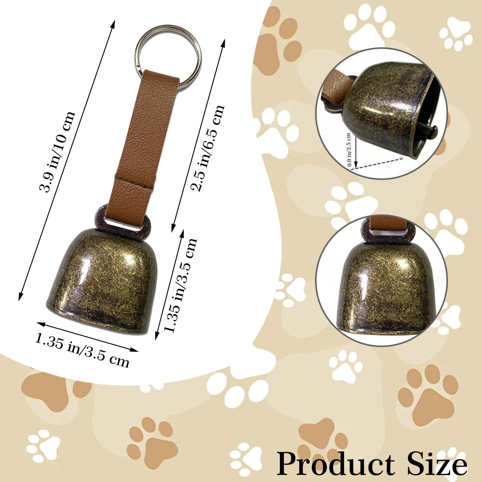 Zgwansui Small Cow Bell For Dog Collar With Leather Strap, Bear Warning Bell, Loud Cowbell, Anti-Lost Grazing Copper Training Be
