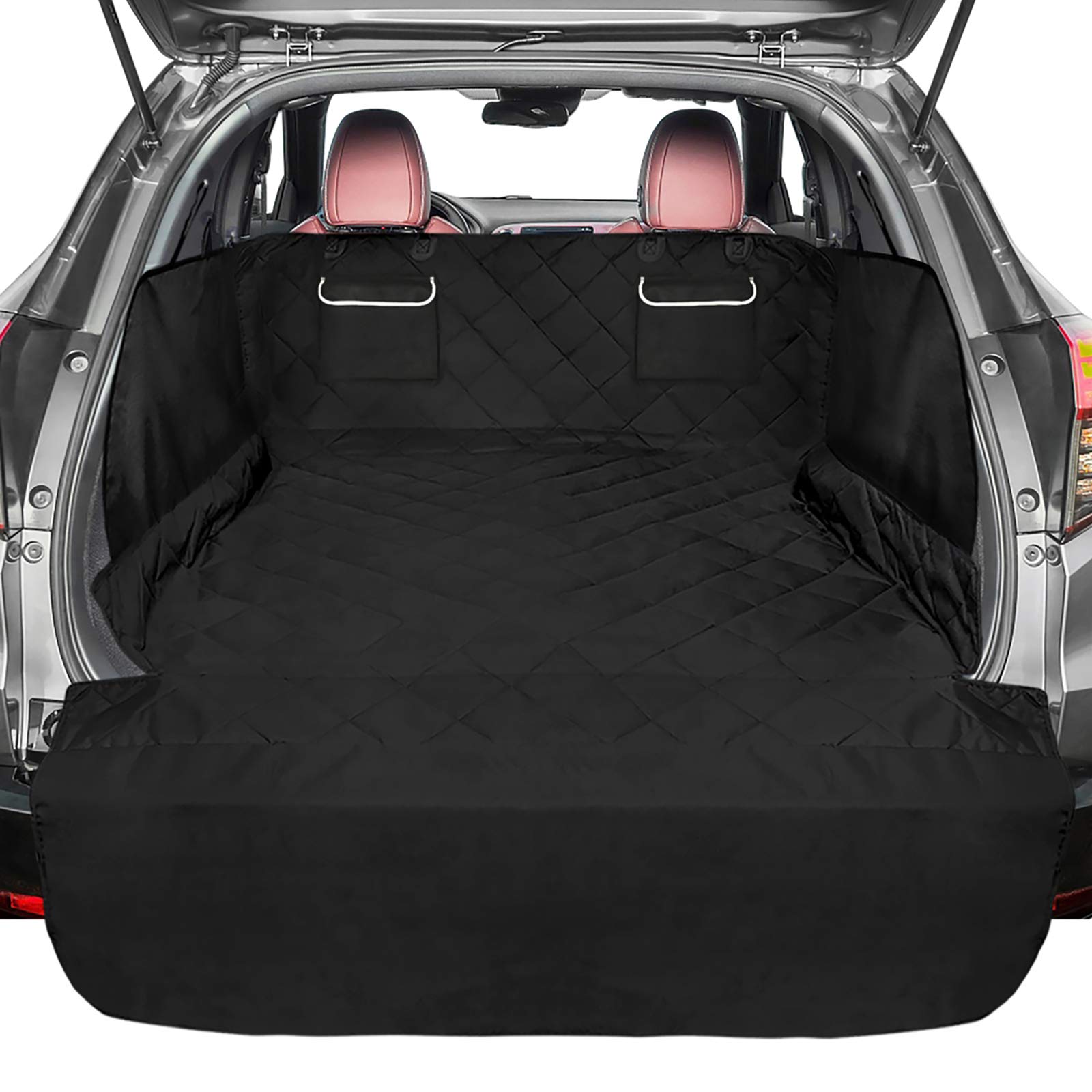 F-Color Suv Cargo Liner For Dogs - Waterproof Pet Cargo Liner With Side Flaps, Comfort Dog Cargo Cover With Bumper Flap 2 Pocket