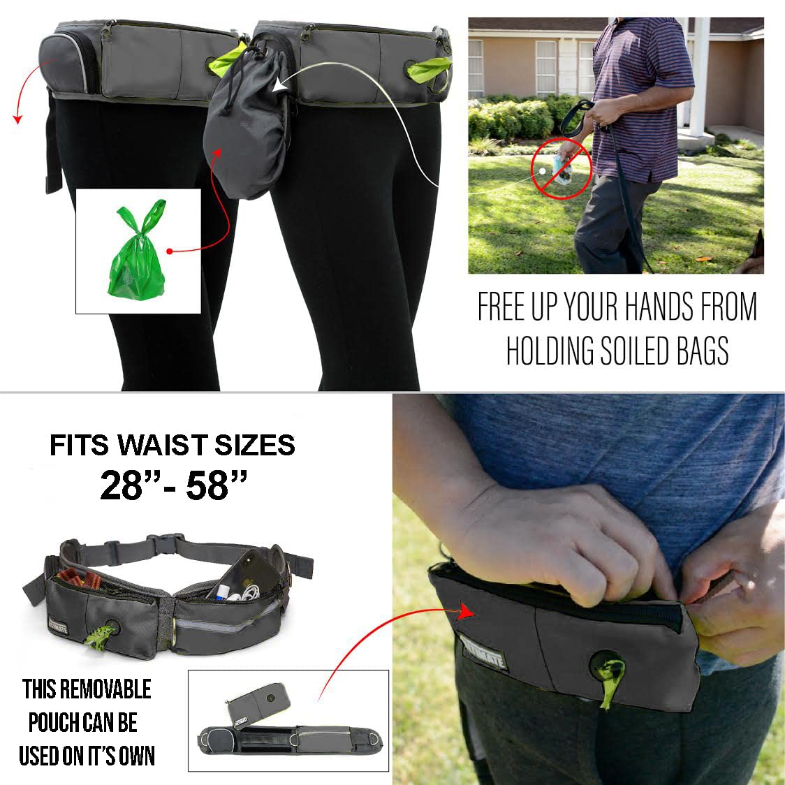 TAKSIN The Ultimate Hands Free Two Dogs Double Leash System for Walking Running Hiking Training, Reflective Bungee Leash, Treat