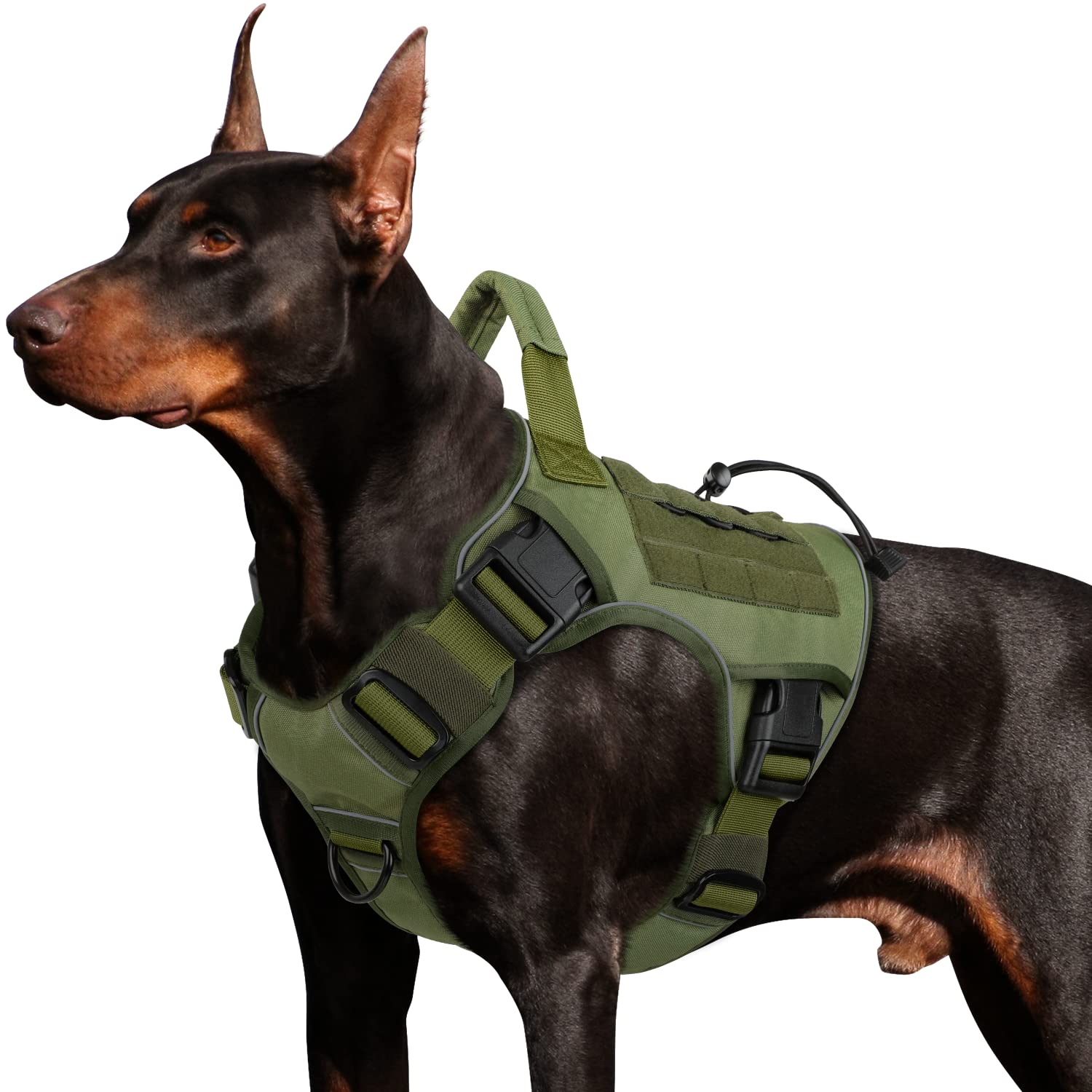 Wingoin Green Harness With Handle Tactical Dog Harness Vest For Large Medium Dogs No Pull Adjustable Reflective K9 Military Dog Vest Harnesses For Walking, Hiking, Training(M)