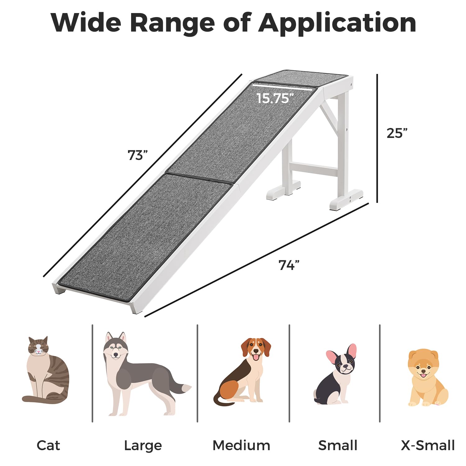 Mewang Dog Ramp For Bed - Pet Ramp For Dogs With Non-Slip Carpet And Top Platform - 74'' Long Dog Ramps For Small Dogs Medium Do
