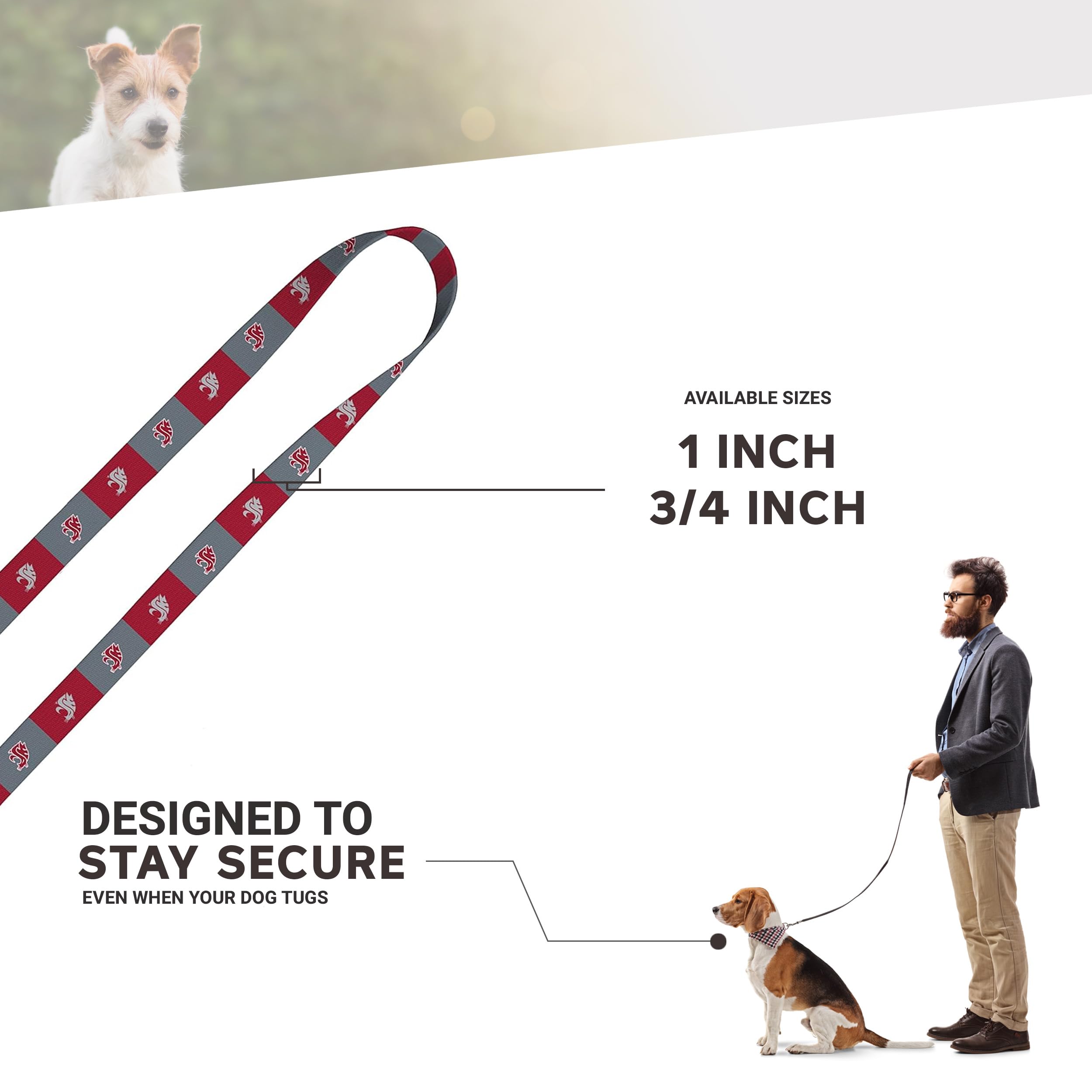 Moose Pet Wear Dog Leash – Washington State University Cougars Pet Leash, 1 Inch Wide X 4 Feet Long, Red/Gray Box Logo