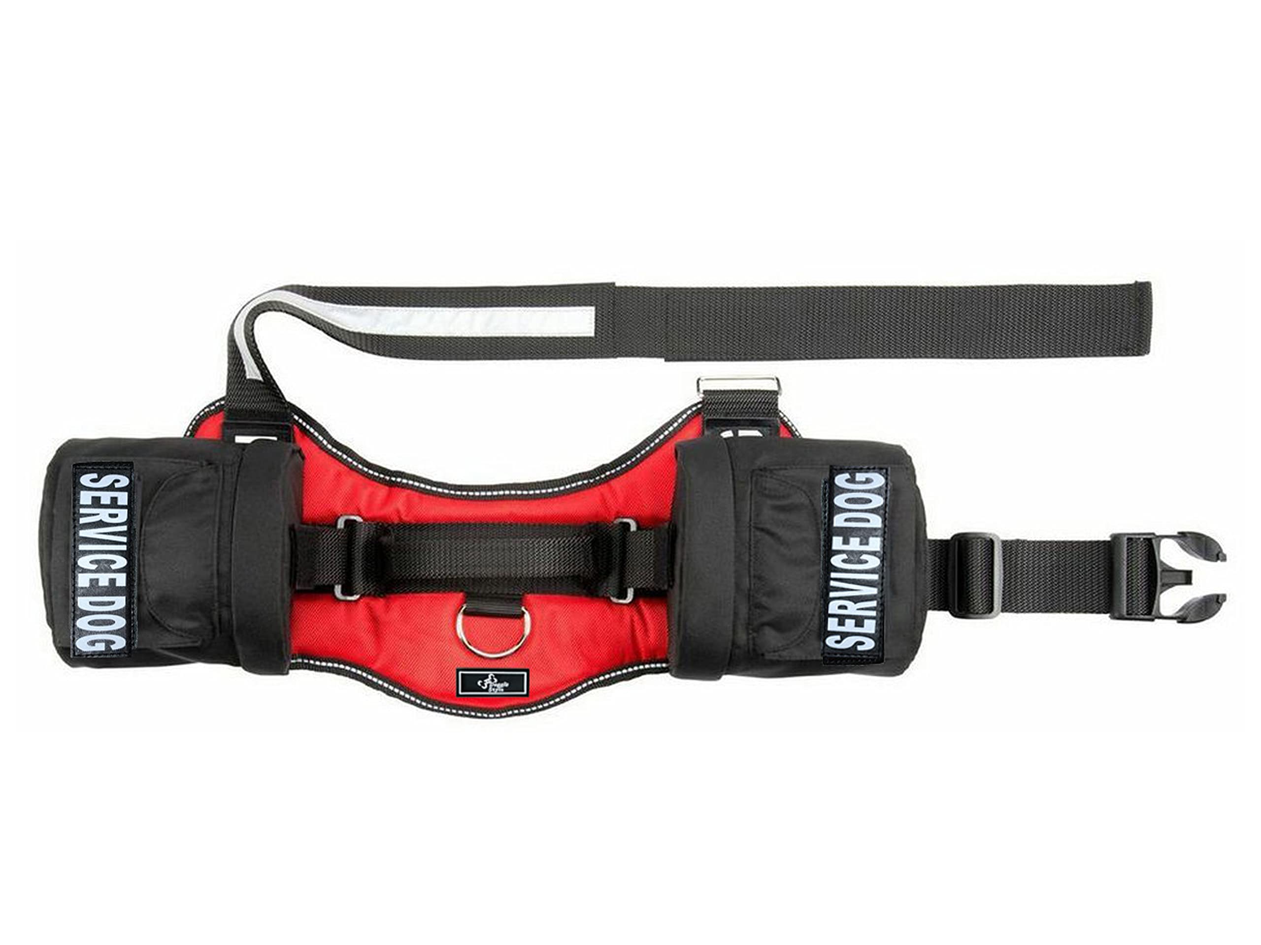 Service Dog Harness With Removable Saddle Bag Backpack Carrier Traveling Carrying Bag. 2 Removable Patches. Please Measure Dog Before Ordering. Made By Doggie Stylz (Girth 24-31', Red)