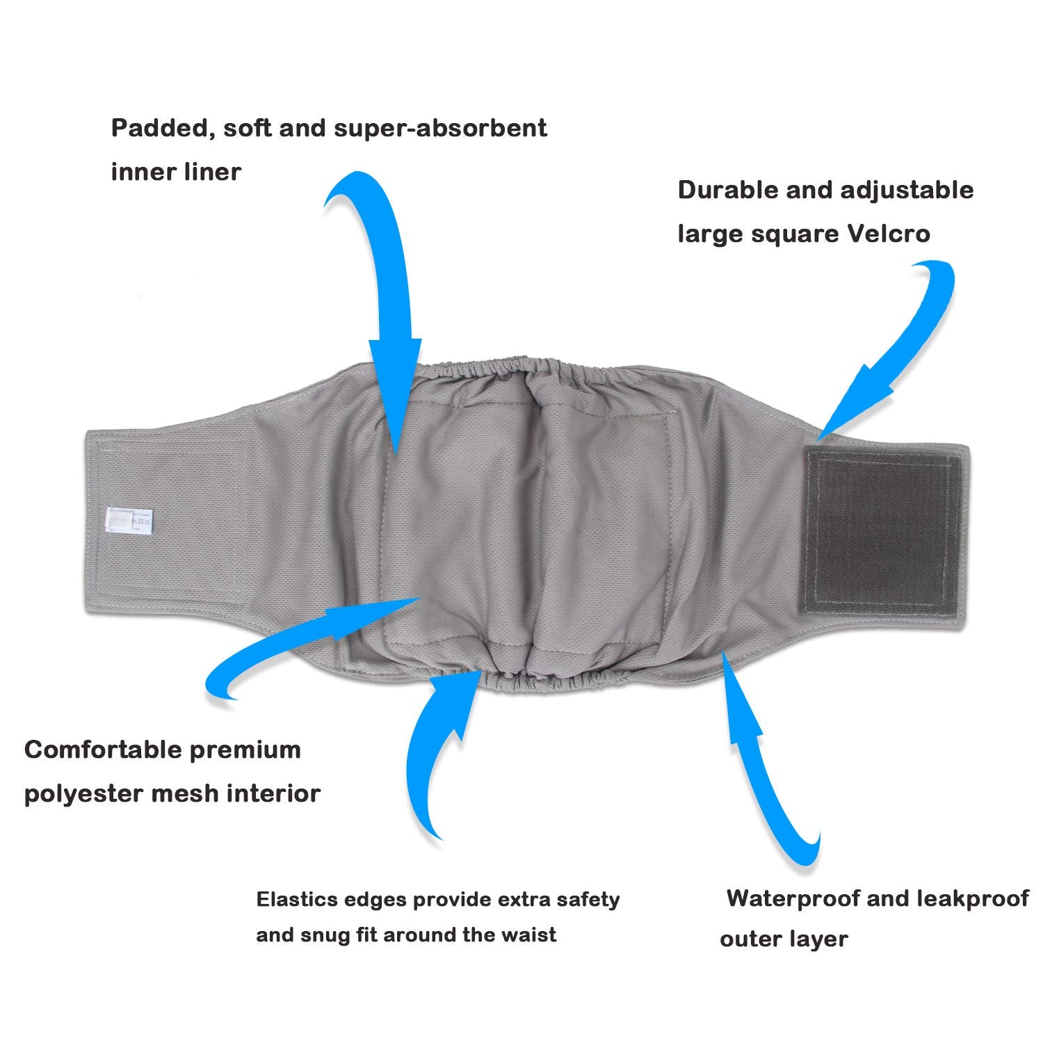 Teamoy 3 Pack Male Dog Diaper Wrap With Gray Lining, Washable Puppy Belly Bands, Super-Absorbent And Comfortable(S,10'-13' Waist)