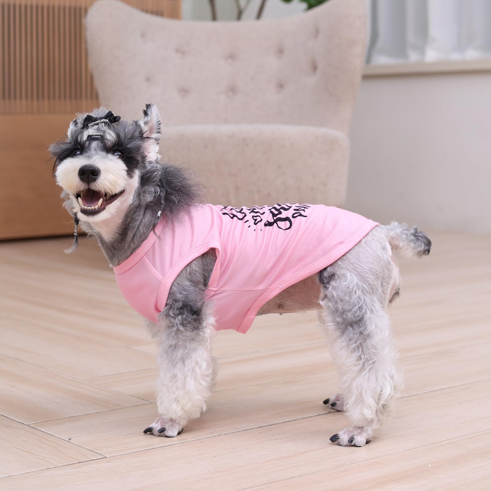 Cutebone Soft Dog Shirt Pink Lightweight Small Puppy T-Shirts Pet Clothes Breathable Tee Vest Stretchy Outfit Cat Apparel Bx01Xs