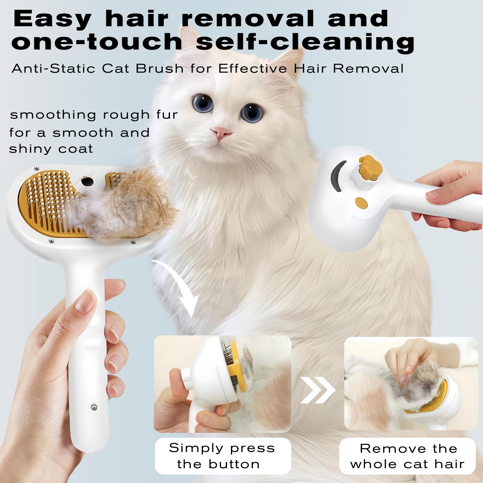 Pet Steam Brush For Dog & Cat - 3-In-1 Spray Hair Removal Comb - Steam For Shedding & Grooming - Water Brush For Long & Short Ha