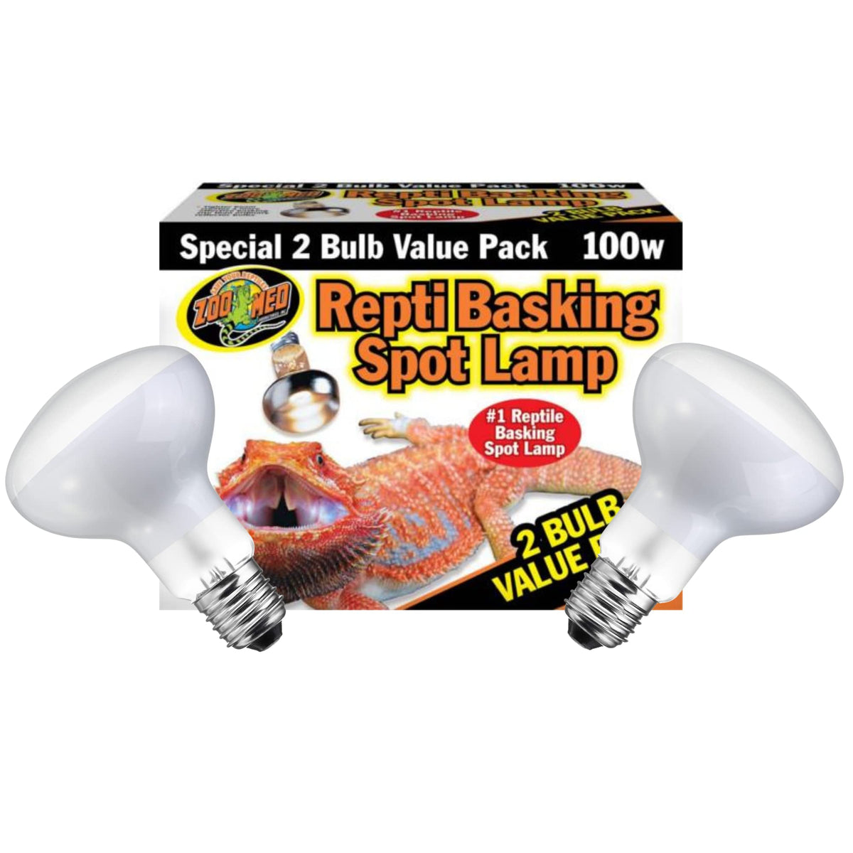 DBDPet s Bundle with Zoomed Repti Basking Spot 100w Reptile Heat Lamp [Value 2 Pack] & Includes Attached Pro-Tip & Safety Guide