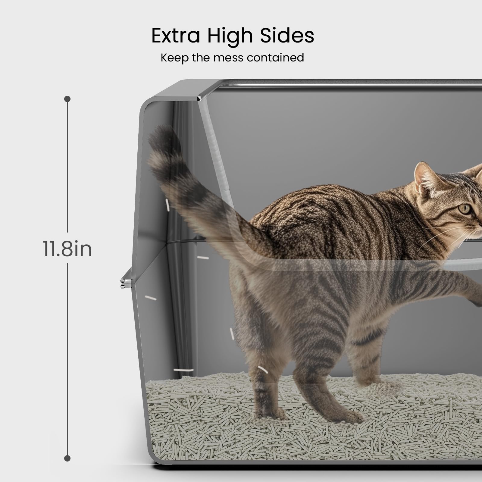 Stainless Steel Cat Litter Box With Lid, Metal Litter Box With 11.8'' High Sides, Cat Litter Pan For Big & Multiple Cats, Kitten