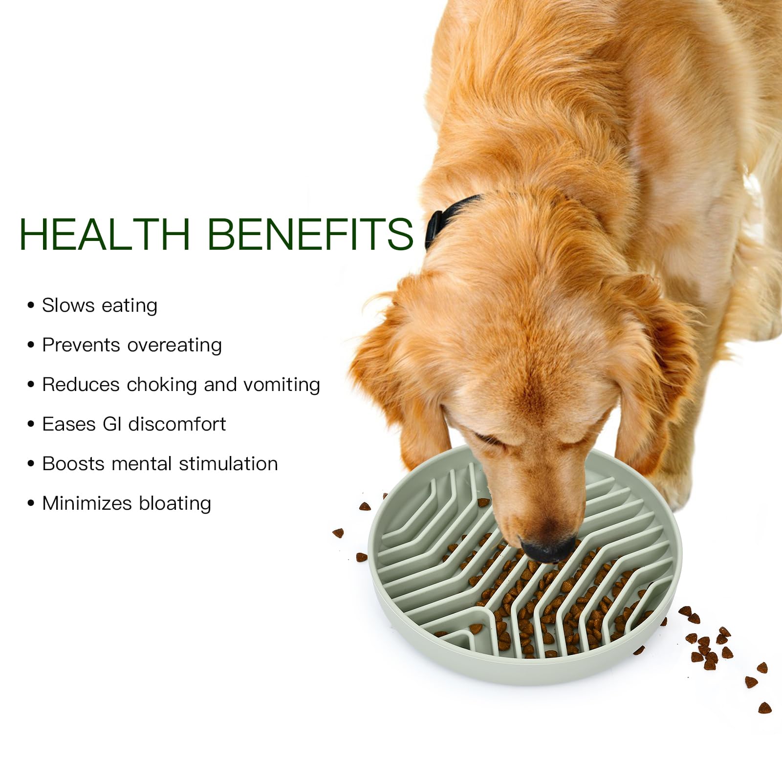 Slow Feeder Dog Bowls, Puzzle Silicone Dog Feeding Bowls with Suction Cups, Anti-Choking, Non-Slip Design, Reduces Boredom, Anxi