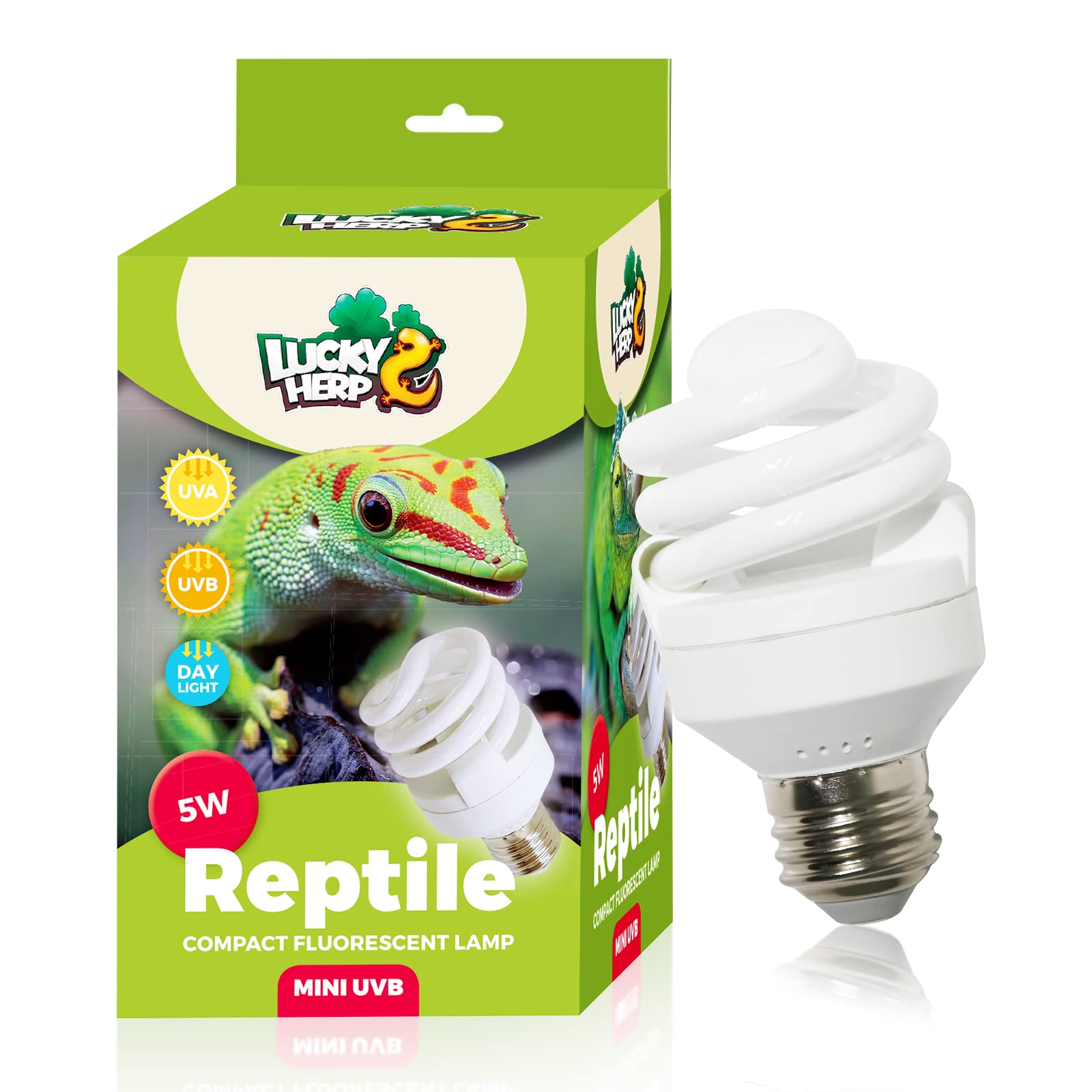 Lucky Herp Mini Uva Uvb Reptile Light 5.0 5W, Uvb Bulb For All Tropical And Sub Tropical Reptiles, Compact Fluorescent Reptile U