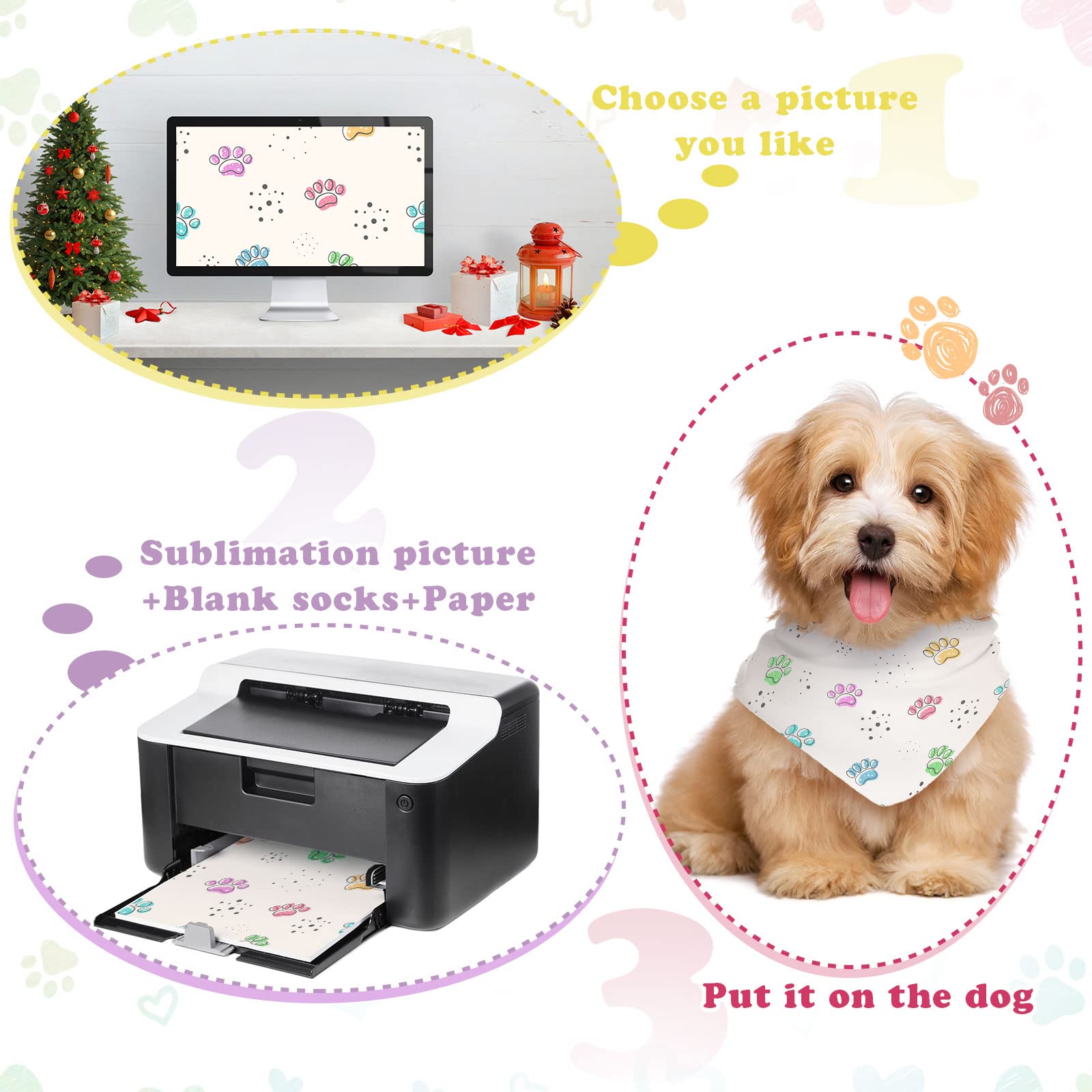 Kacctyen 100 Pcs Sublimation Blank Dog Bandanas Heat Transfer Washable Triangle Scarf Diy Sublimation Pet Bandana Bib Kerchief Puppy Accessories For Dogs Cat, White(24.4 X 16.54 Inch)