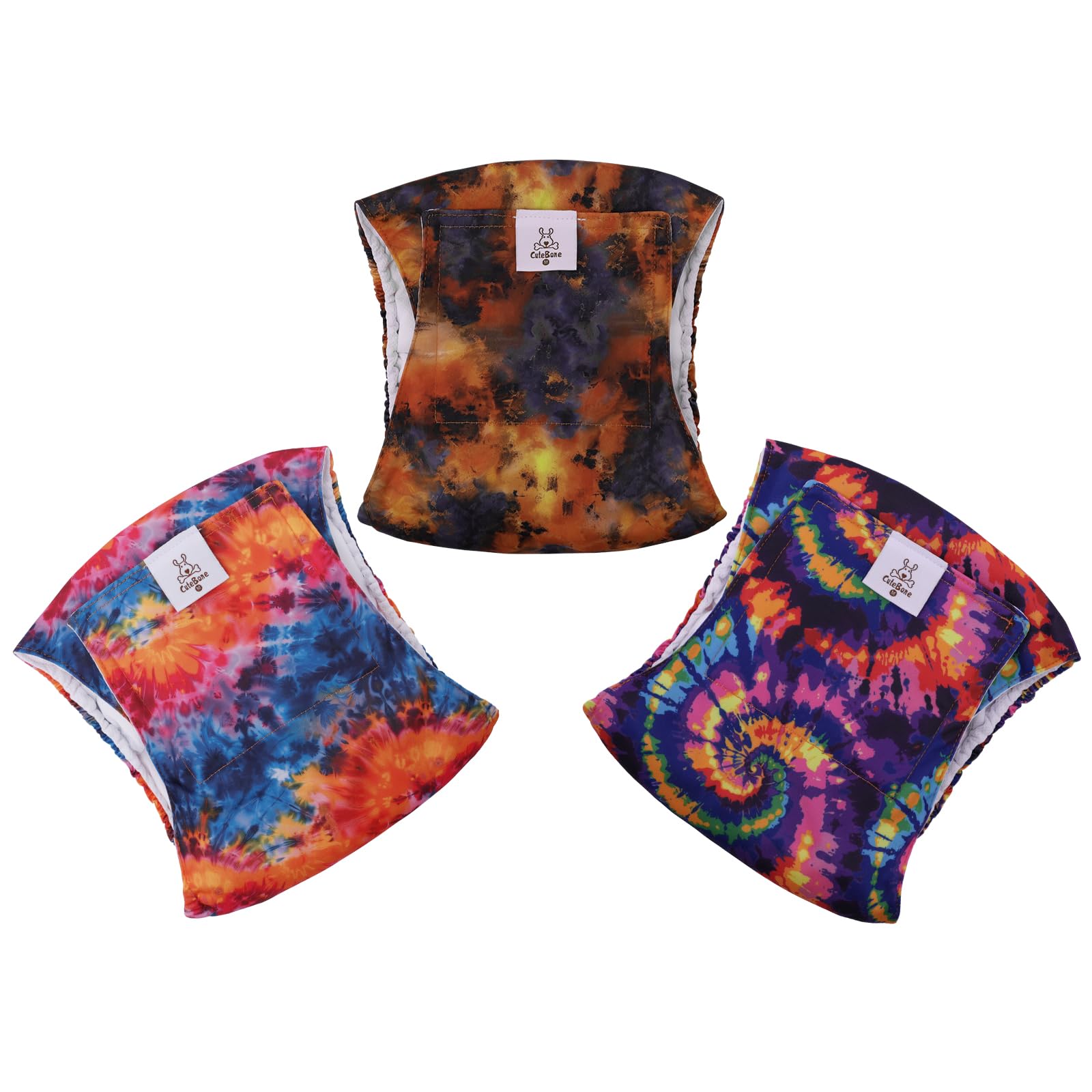 Cutebone Dog Diapers Male Washable Belly Band For Male Dogs Wraps Black 3Pcs A Pack Dm56S