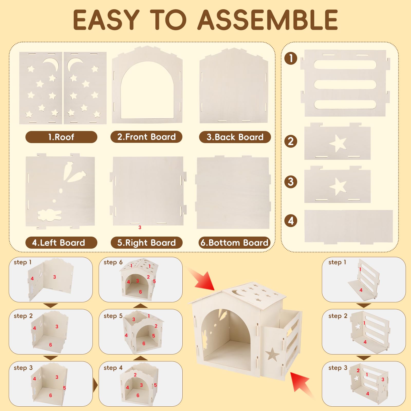 Extra Large Rabbit House & Rabbit Hay Feeder, Indoor Bunny House With Bunny Hay Feeder, Small Animal Houses & Habitats And Guine