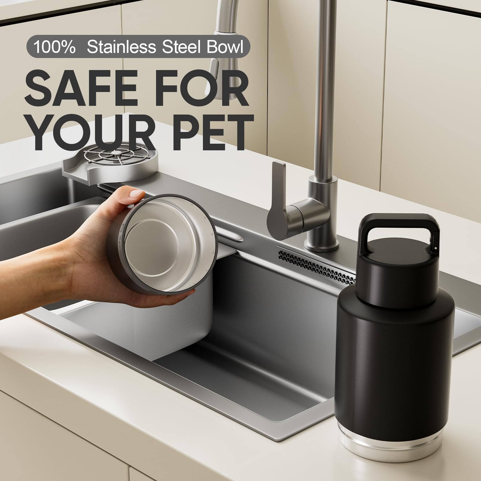 KEWIXY Insulated Dog Water Bottle with Travel Bowl, Portable Water Bottle Dispenser, Accessories for Road Trip, Hiking, Camping,