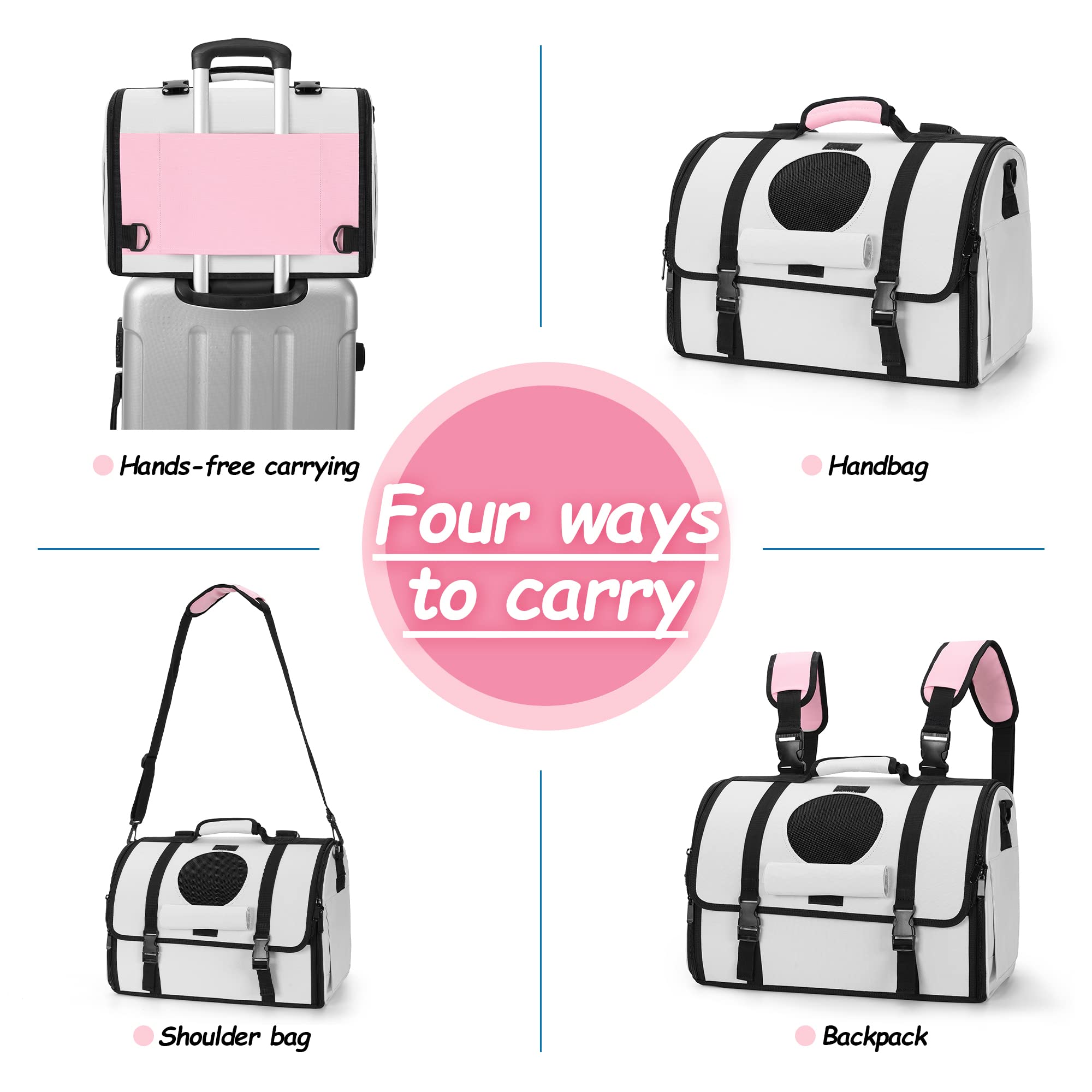 Mile High Life | Outdoor Travel Pet Carrier | Hiking Outdoor Dog Carrier Backpack | Collapsible Dog Carrier For Small Medium Dogs | Cat Crates W Breathable Mesh With Soft-Sided (Pink)