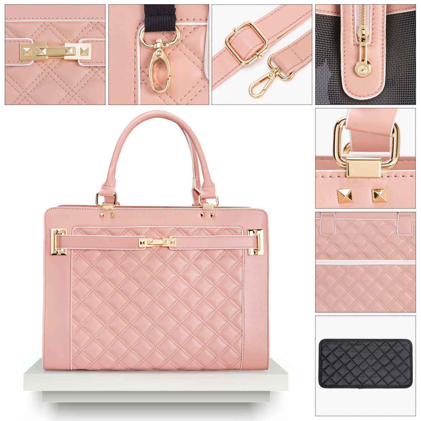 Fashion Pet Carrier Dog Cat Carrier Purse Soft-Sided Leather Handbag Pet Tote Bag For Small Dogs Puppy And Cats Tsa Airline Approved