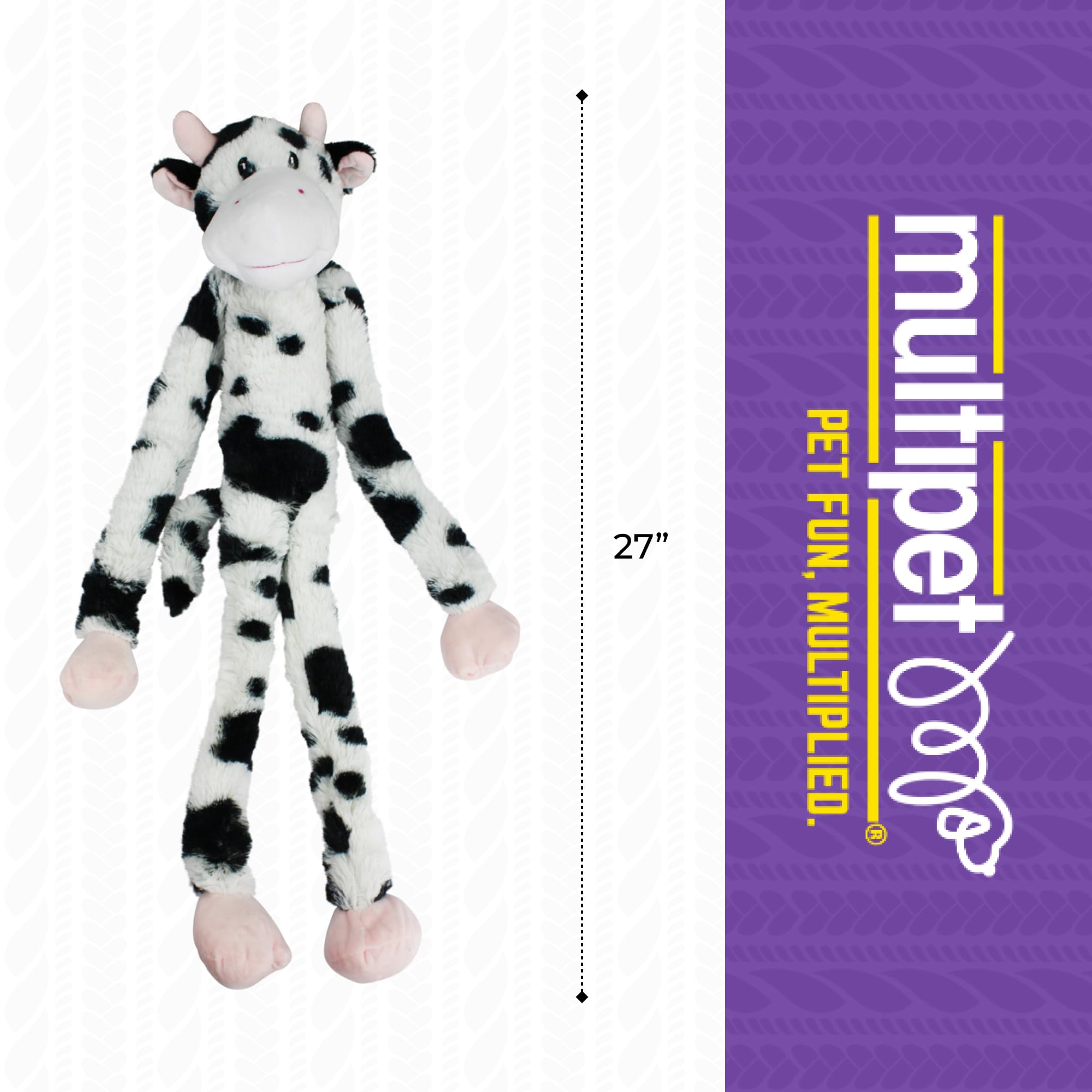 Multipet Swingin Slevin Cow Dog Plush Toy - Squeaky Toy for All Dogs - Extra Soft Plush - Stuffed Animal Dog Toy for Cuddling &