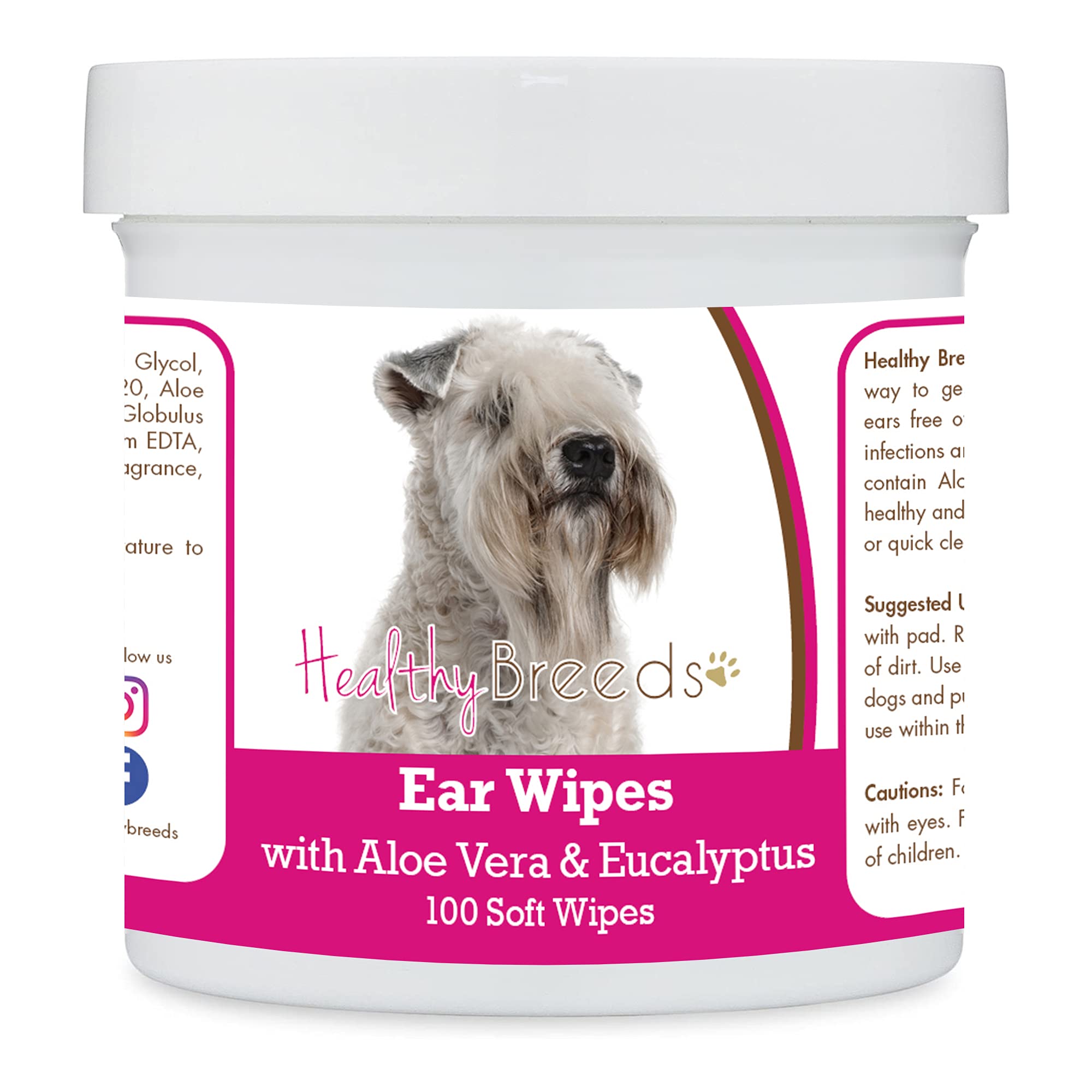 Healthy Breeds Soft Coated Wheaten Terrier Ear Cleaning Wipes with Aloe & Eucalyptus for Dogs 100 Count