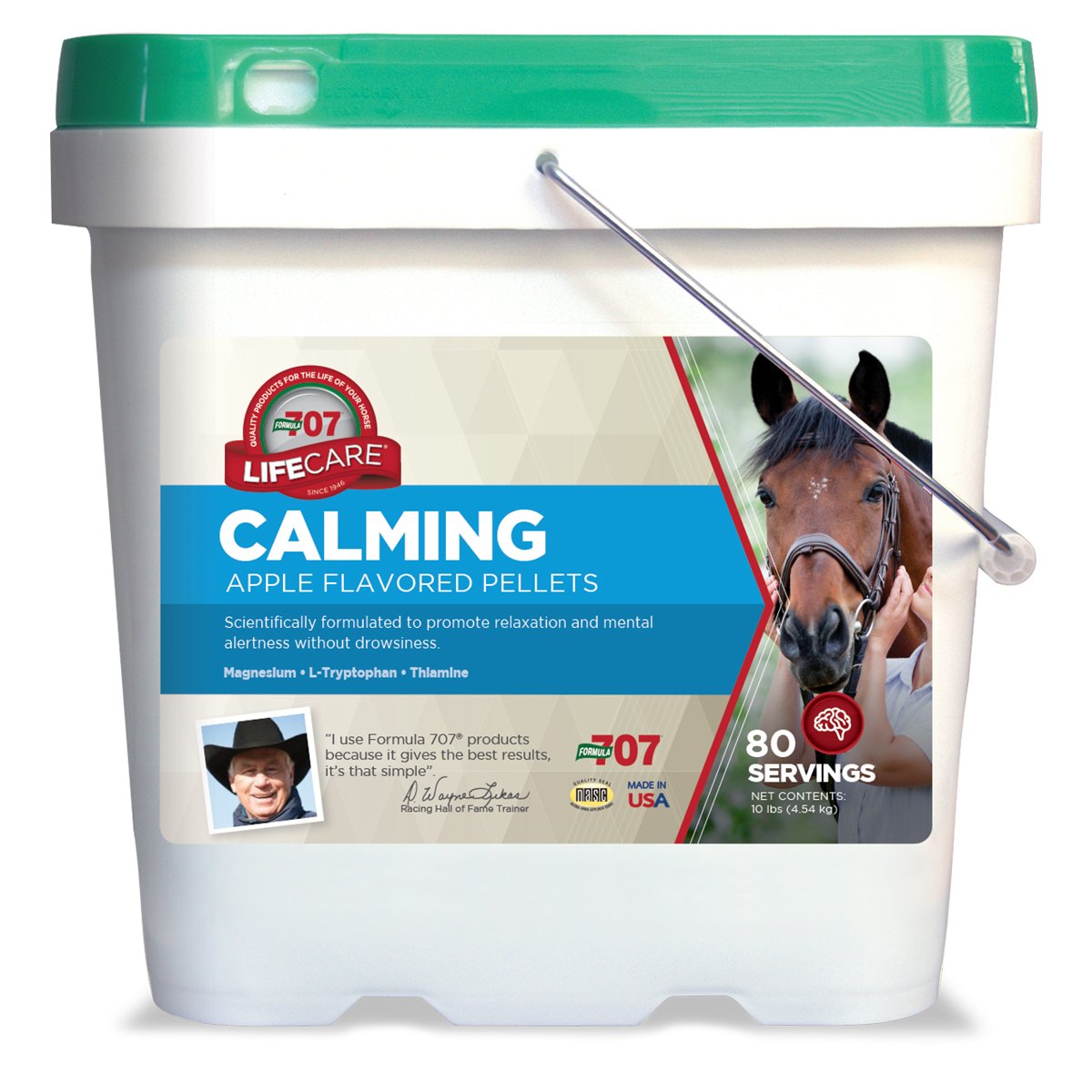Formula 707 Calming Equine Supplement 10LB Bucket - 80 Servings - Anxiety Relief and Enhanced Focus for Horses - L-Tryptophan, T