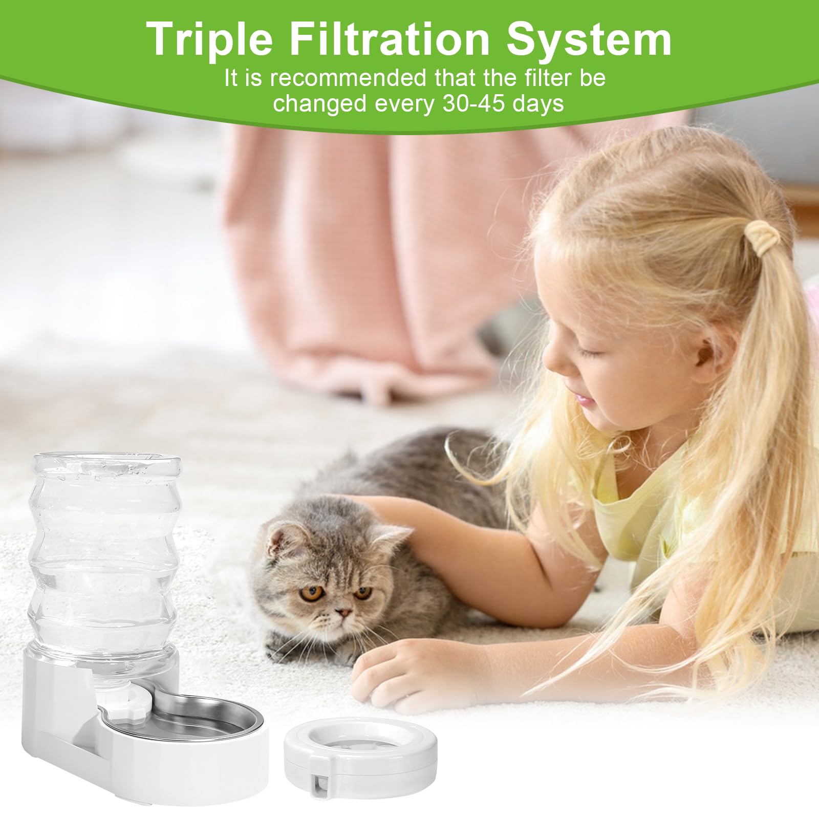 Dog Water Dispenser Filters, Triple Filtration System For 3L/3.6L/4.6L/6L/8L Pet Water Dispenser, Pet Fountain Filter Replacemen