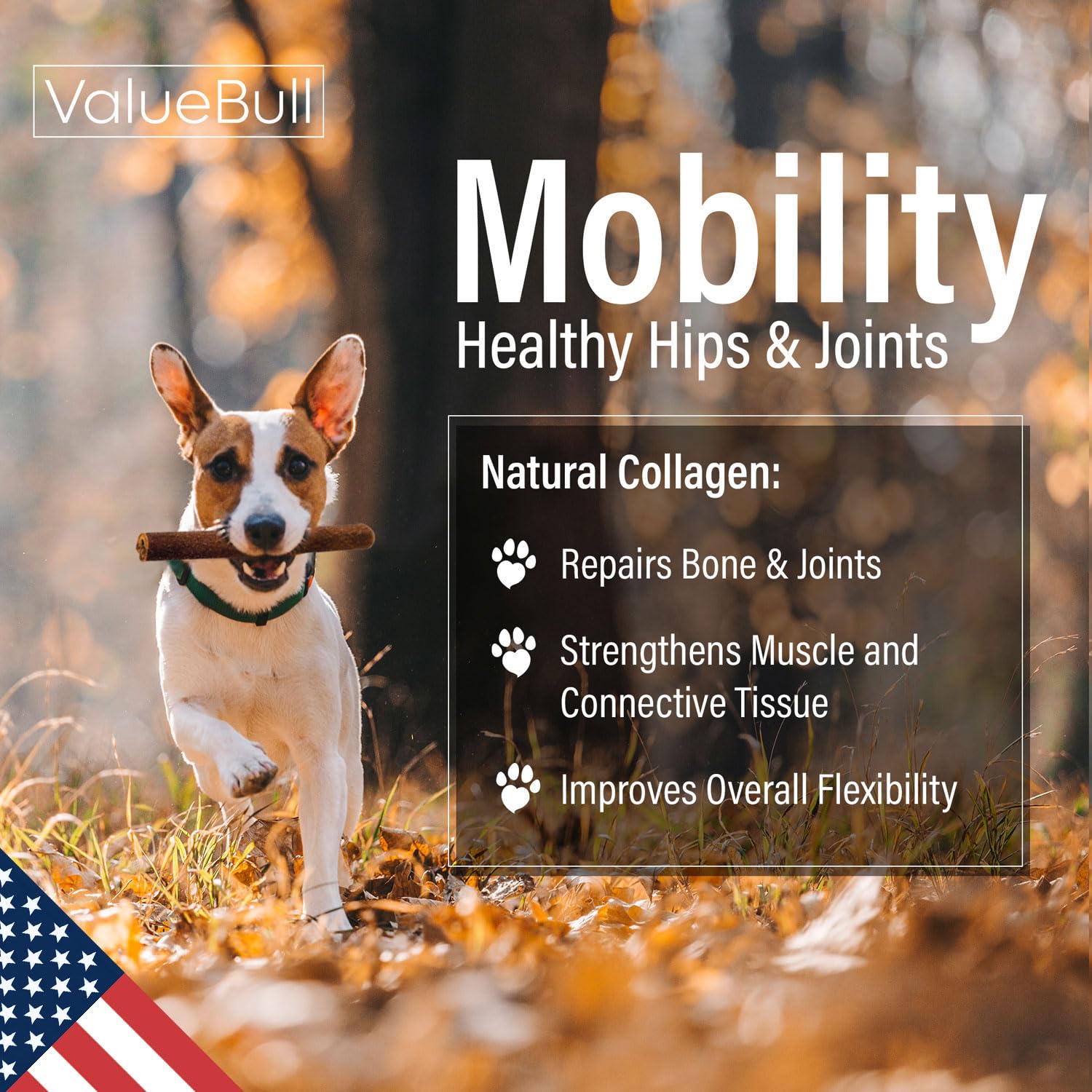 ValueBull USA Collagen Sticks for Dogs, 6 Inch Jumbo Chews, Natural Long-Lasting Dog Treats, 100 Count Bulk Pack - Promotes Join