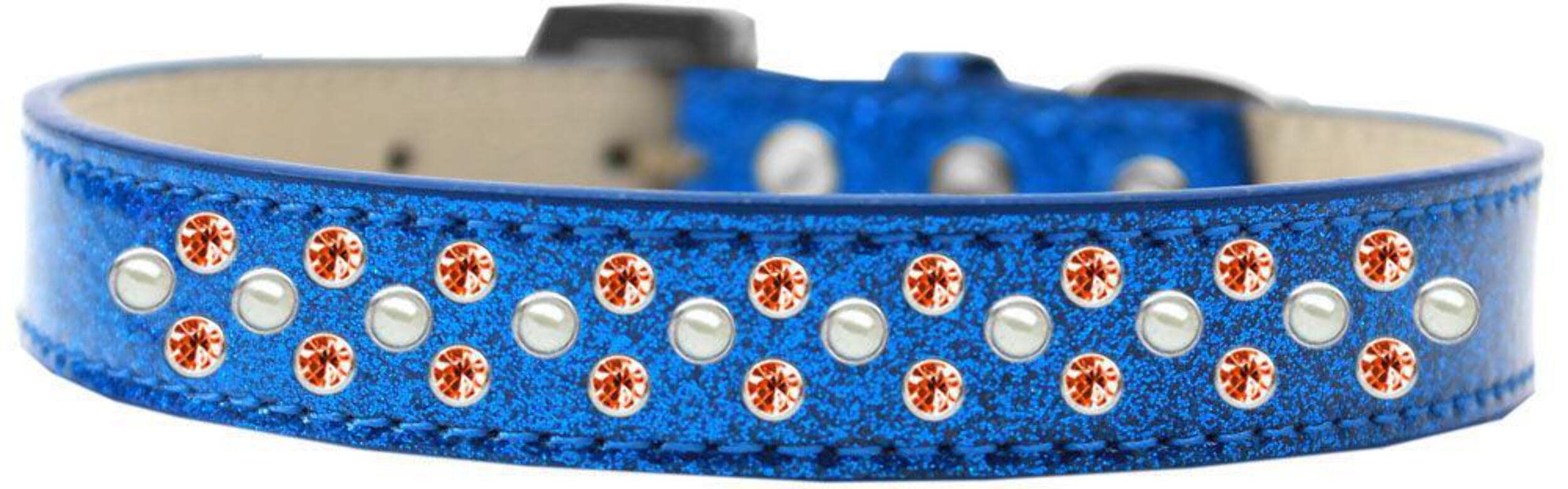 Mirage Pet Products Sprinkles Ice Cream Dog Collar with Pearl and Orange Crystals, Size 16, Blue