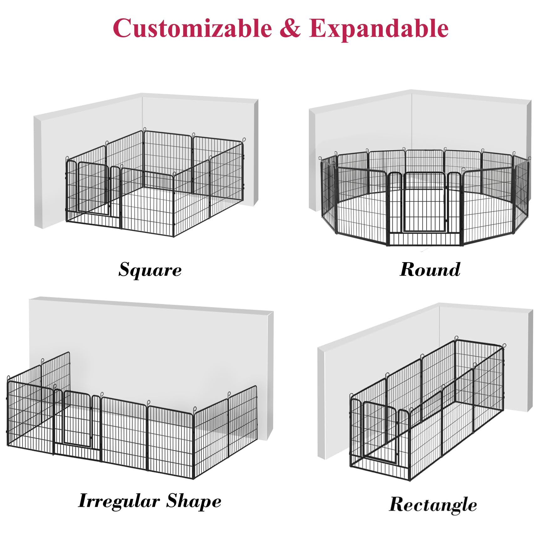 Jhsomdr Dog Playpen Outdoor Dog Fence For Yard, 32Inch 24 Panels Dog Pens Outside Anti-Rust Pet Playpen Exercise Pen With Lock F
