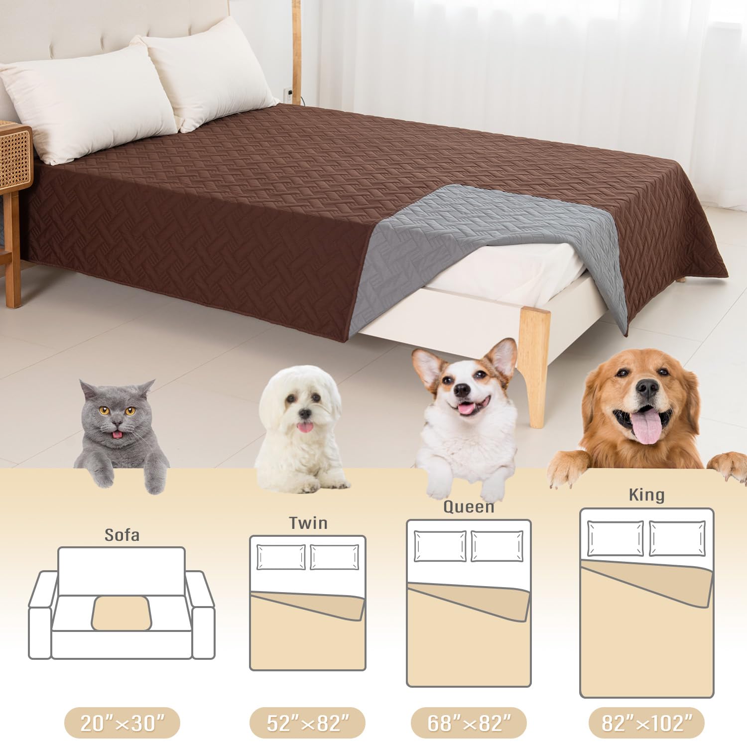 Boctopug Dog Bed Cover For Pets Blankets Rug Pads For Couch Protection Waterproof Bed Covers Dog Blanket Furniture Protector Reu