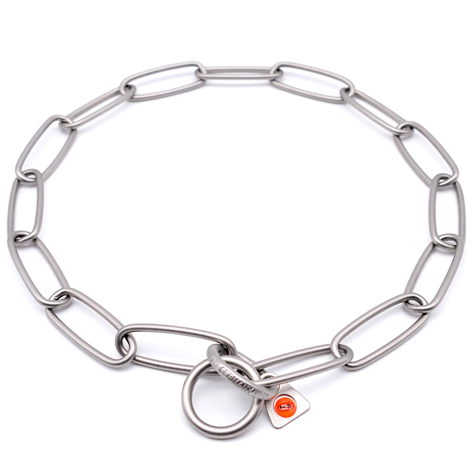 Herm Sprenger - Matt Stainless Steel Scratch Resistant Long Link Fur Saver Dog Collar - Professional Training Collar - Made In G