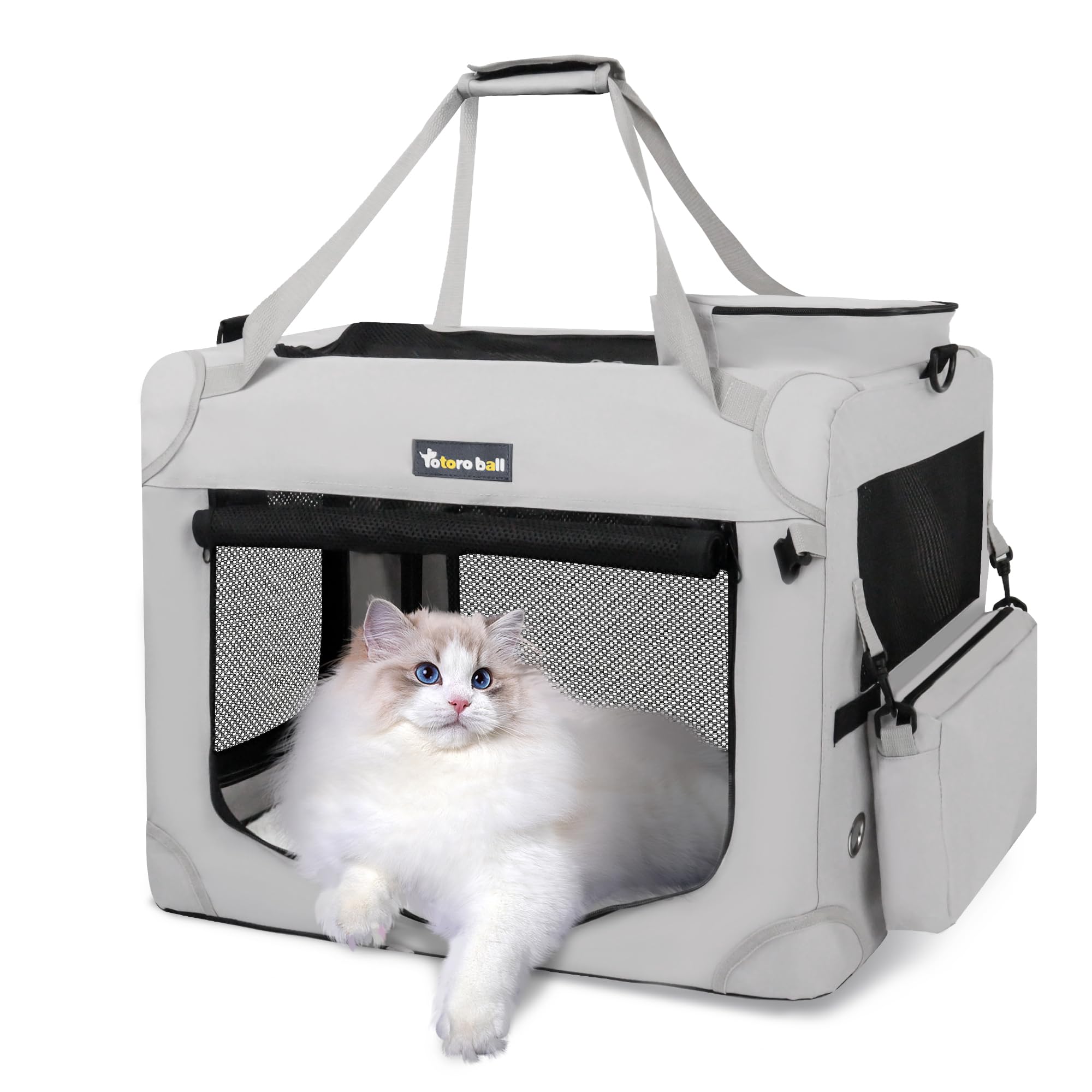 Totoro Ball Large Cat Carrier For Cats Collapsible Soft Pet Xl Crate For Large/Medium Cats 15Lbs+, Car Travel Portable Bag With 