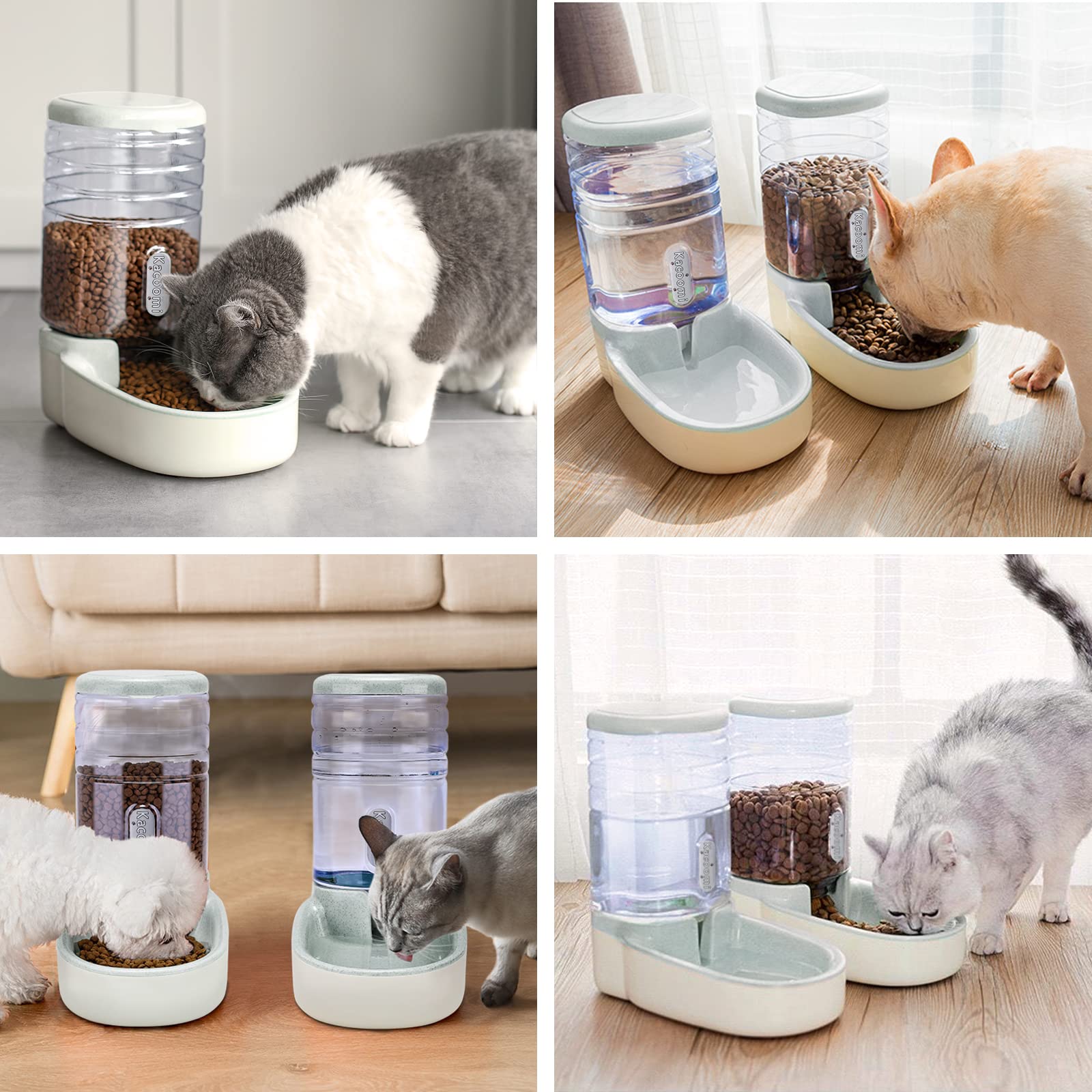 Automatic Dog Cat Feeder and Water Dispenser Gravity Food Feeder and Waterer Set with Pet Food Bowl for Small Medium Dog Puppy K