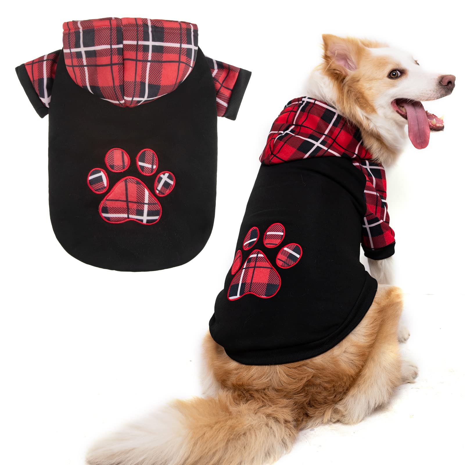Plaid Dog Hoodie Pet Clothes Sweaters With Hat