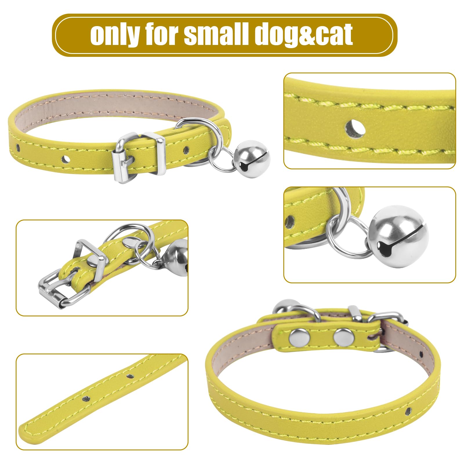 Chengfu Xxs Teacup Dog Collar, Yellow, 3/8 Inch Width