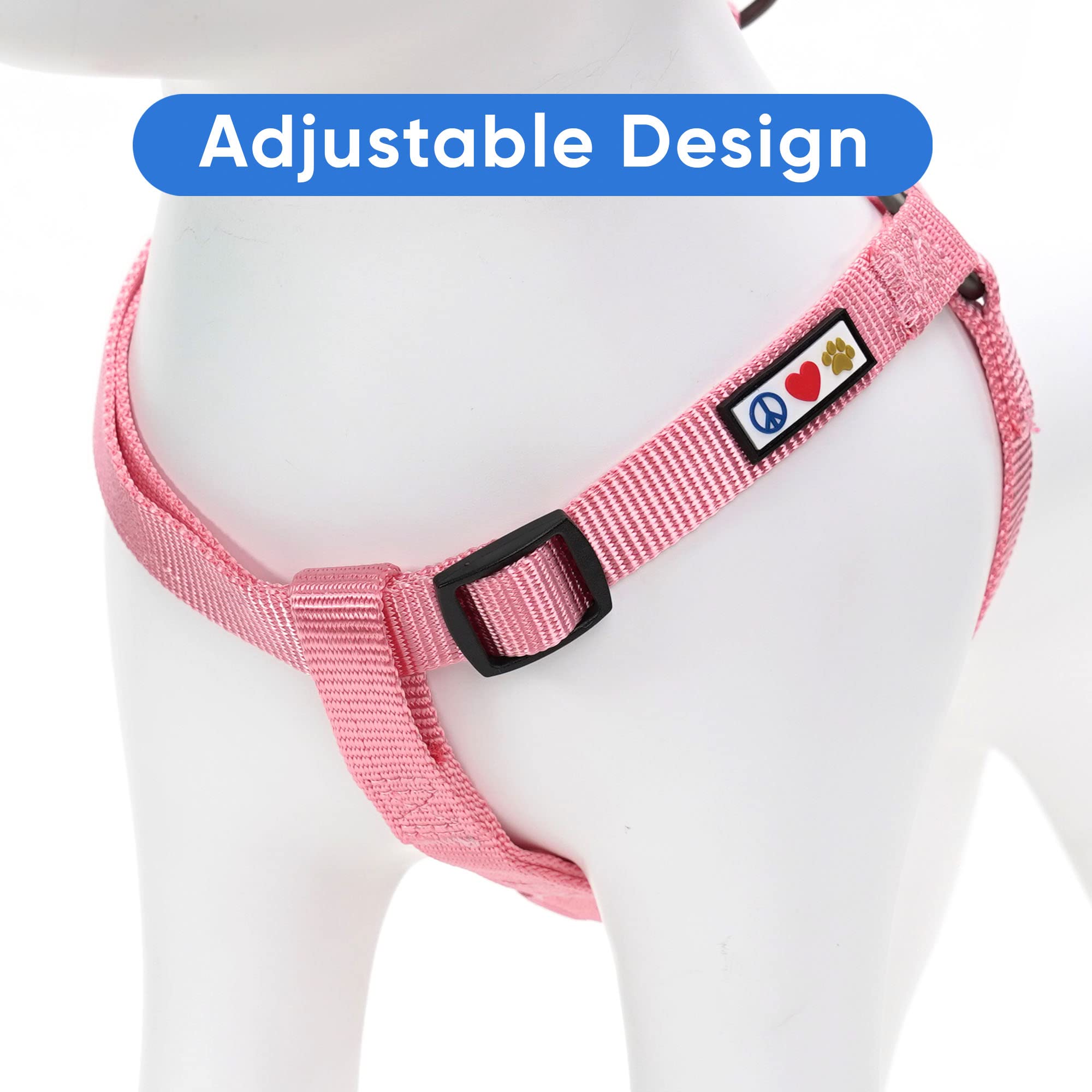 Pawtitas Solid Color Step-In Dog Harness - Medium, Pink Cherry Blossom Pattern - Training & Walking Your Puppy