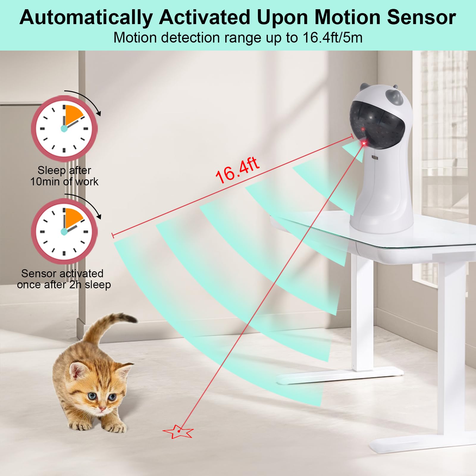 Tbteek Motion-Activated Interactive Cat Toy, Usb Rechargeable Automatic Cat Toy With Rotating Red Light, 4 Speed Modes For Indoo